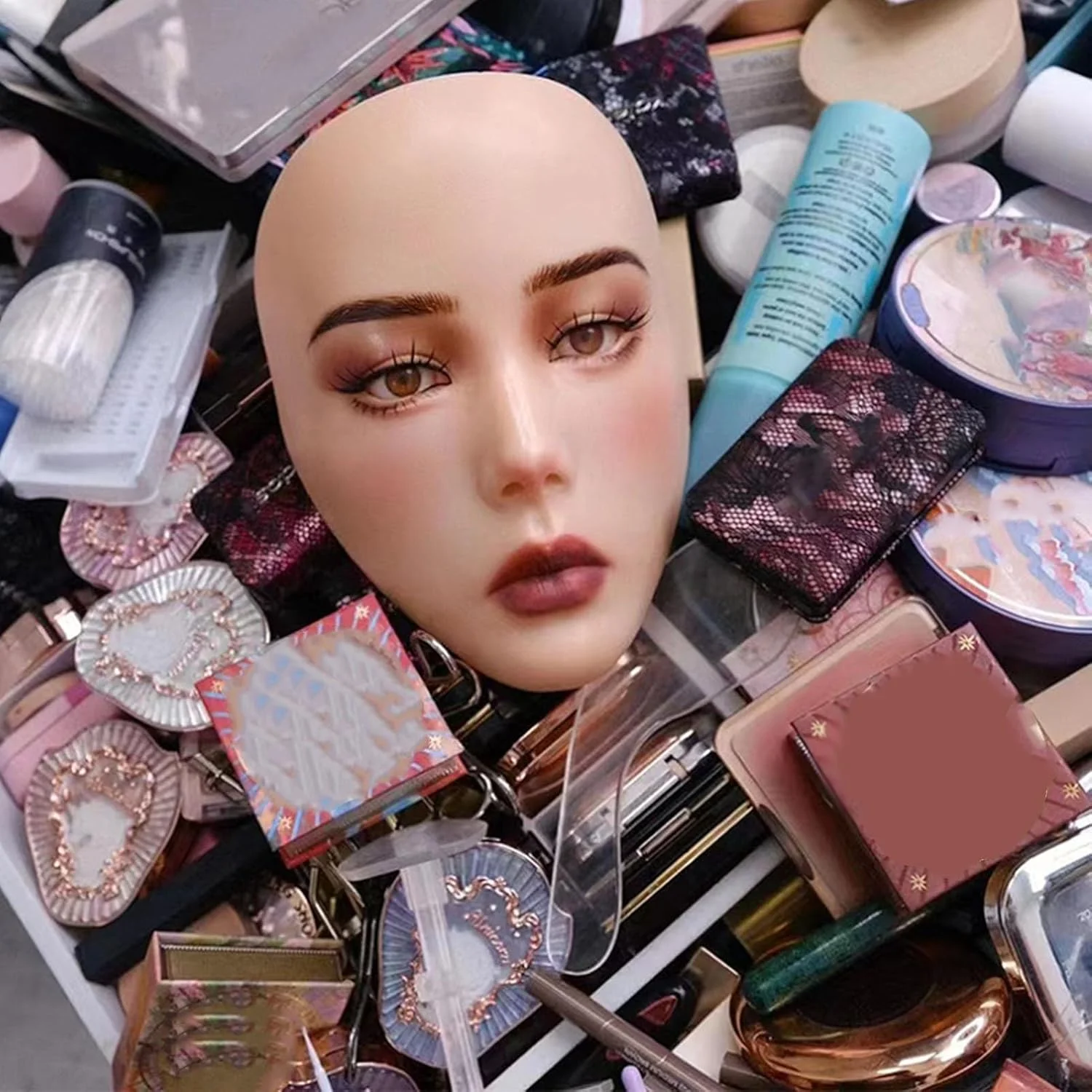 مانکن سیلیکونی تمرین آرایش، صورت تمرین آرایش 5 بعدی قابل استفاده مجدد با تمیز کردن آسان برای مبتدیان (سیلیکون + پلاستیک)