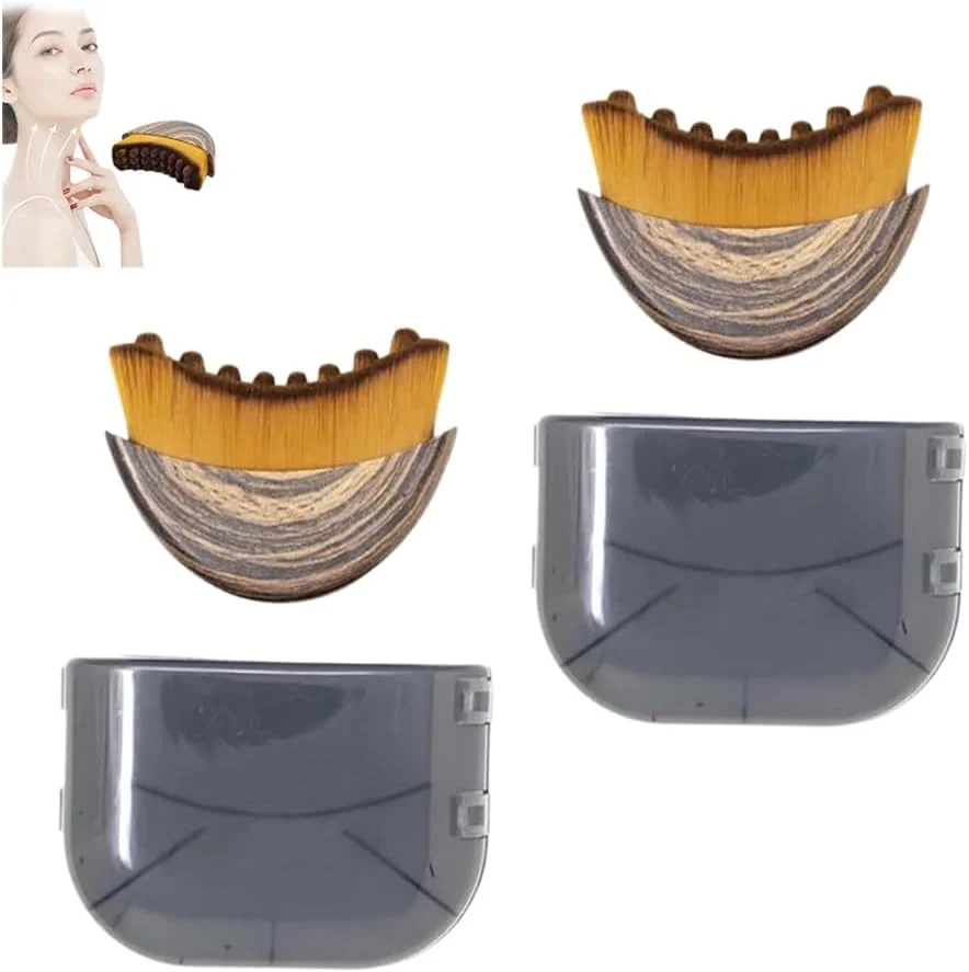 برس خشک برای فرم دهی چانه و خط فک، برس کانتور صورت، برس کانتور صورت برای صورت، طراحی ارگونومیک برای انطباق دقیق با پوست، به اندازه کافی ملایم برای استفاده روزانه (2 ست)