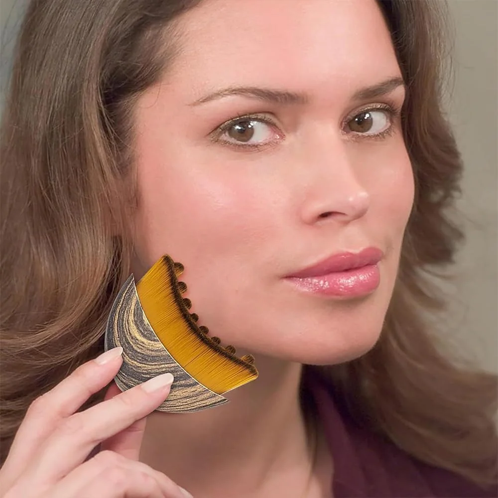 برس خشک برای فرم دهی چانه و خط فک، برس کانتور صورت، برس کانتور صورت برای صورت، طراحی ارگونومیک برای انطباق دقیق با پوست، به اندازه کافی ملایم برای استفاده روزانه (2 ست)