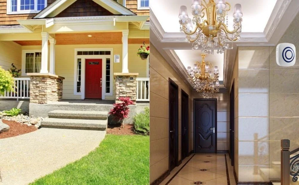 دربیل خوش آمد گویی سنسور حرکتی مادون قرمز GZLMMY، هشدار دهنده بی سیم ورود به حیاط، سیستم دزدگیر امنیتی خانه با 2 سنسور و 1 گیرنده برای فروشگاه و دفتر - 38 آهنگ زنگ - نشانگرهای LED (1-2)