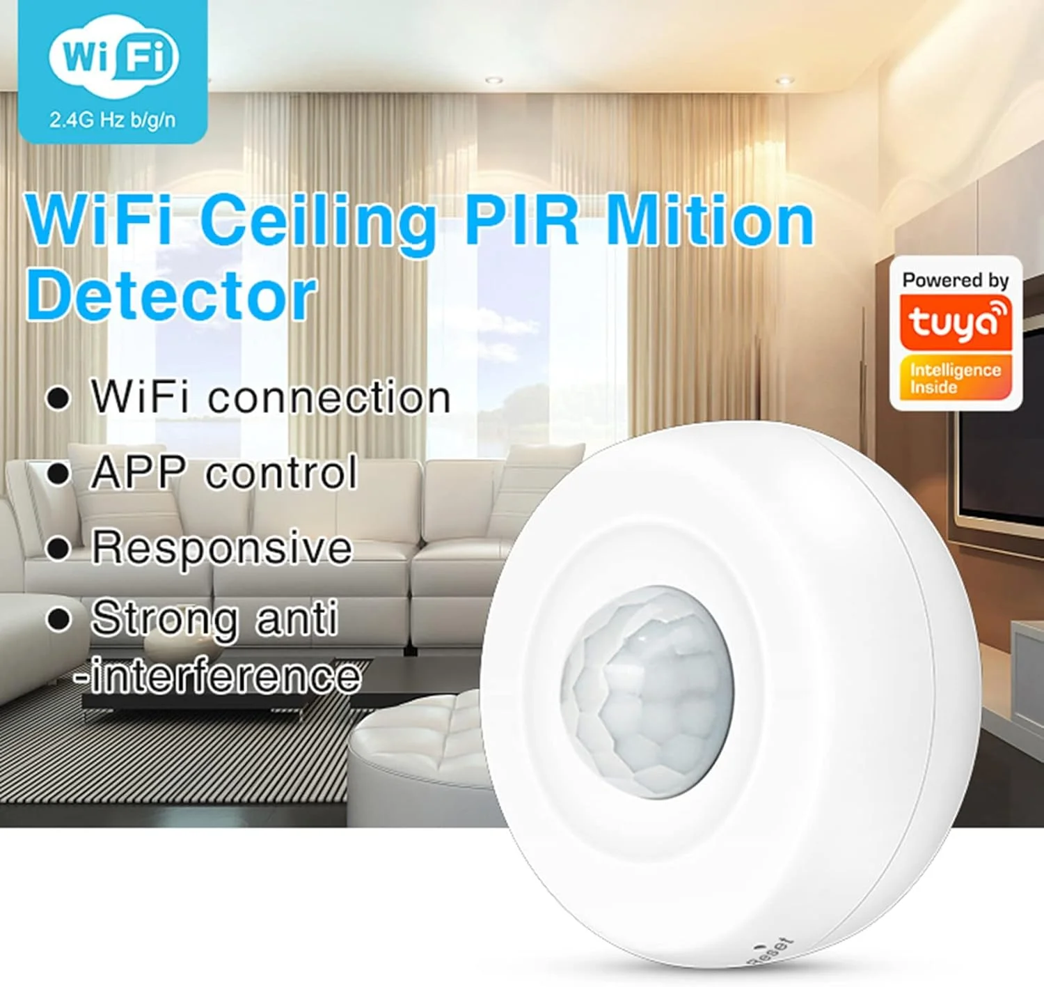 سنسور حرکتی PIR وای فای GONEER، آشکارساز مادون قرمز غیرفعال بی سیم، سیستم امنیتی دزدگیر، کنترل برنامه Tu-ya، سیستم امنیتی خانه هوشمند، سنسور دزدگیر