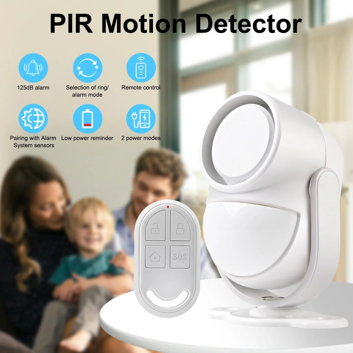 آلارم سنسور حرکتی GALOOK، آلارم تشخیص حرکت PIR با کنترل از راه دور، سیستم آلارم، فناوری امنیتی، محافظت در برابر سرقت برای خانه، مغازه، دفتر، ماشین، با باتری، 125 دسی بل