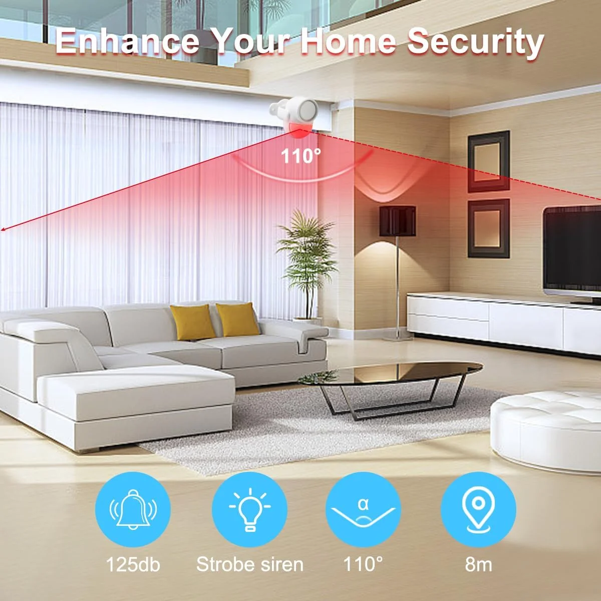 آلارم سنسور حرکتی GALOOK، آلارم تشخیص حرکت PIR با کنترل از راه دور، سیستم آلارم، فناوری امنیتی، محافظت در برابر سرقت برای خانه، مغازه، دفتر، ماشین، با باتری، 125 دسی بل