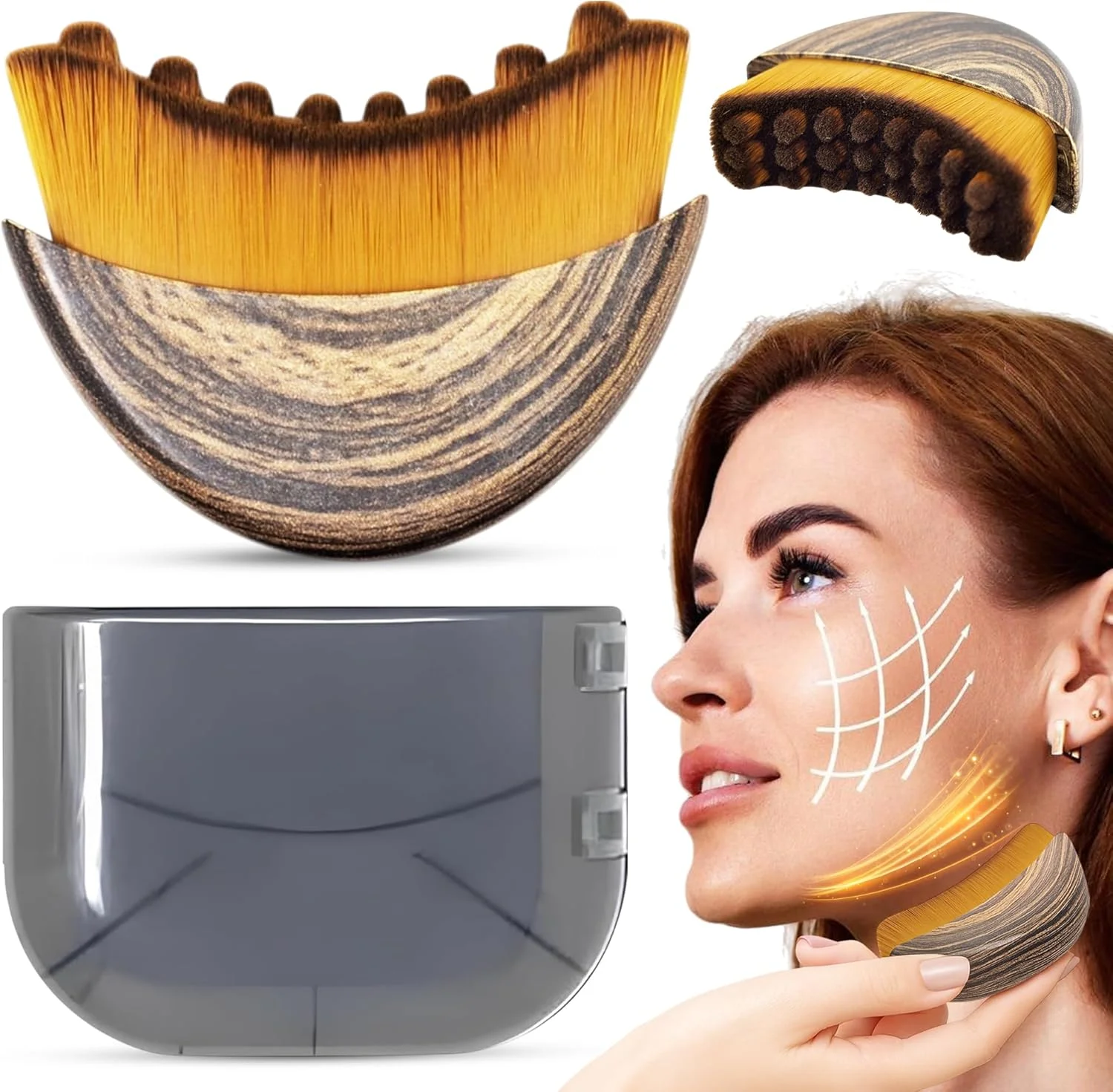 برس کانتور صورت لنفاوی PUUR HOUSE - برس خشک صورت - ماساژور تخلیه لنفاوی، ابزار زیبایی برس زدن خشک نرم برای خط فک، چانه و فرم دهی صورت، طراحی شده برای تناسب دقیق و رفع خستگی