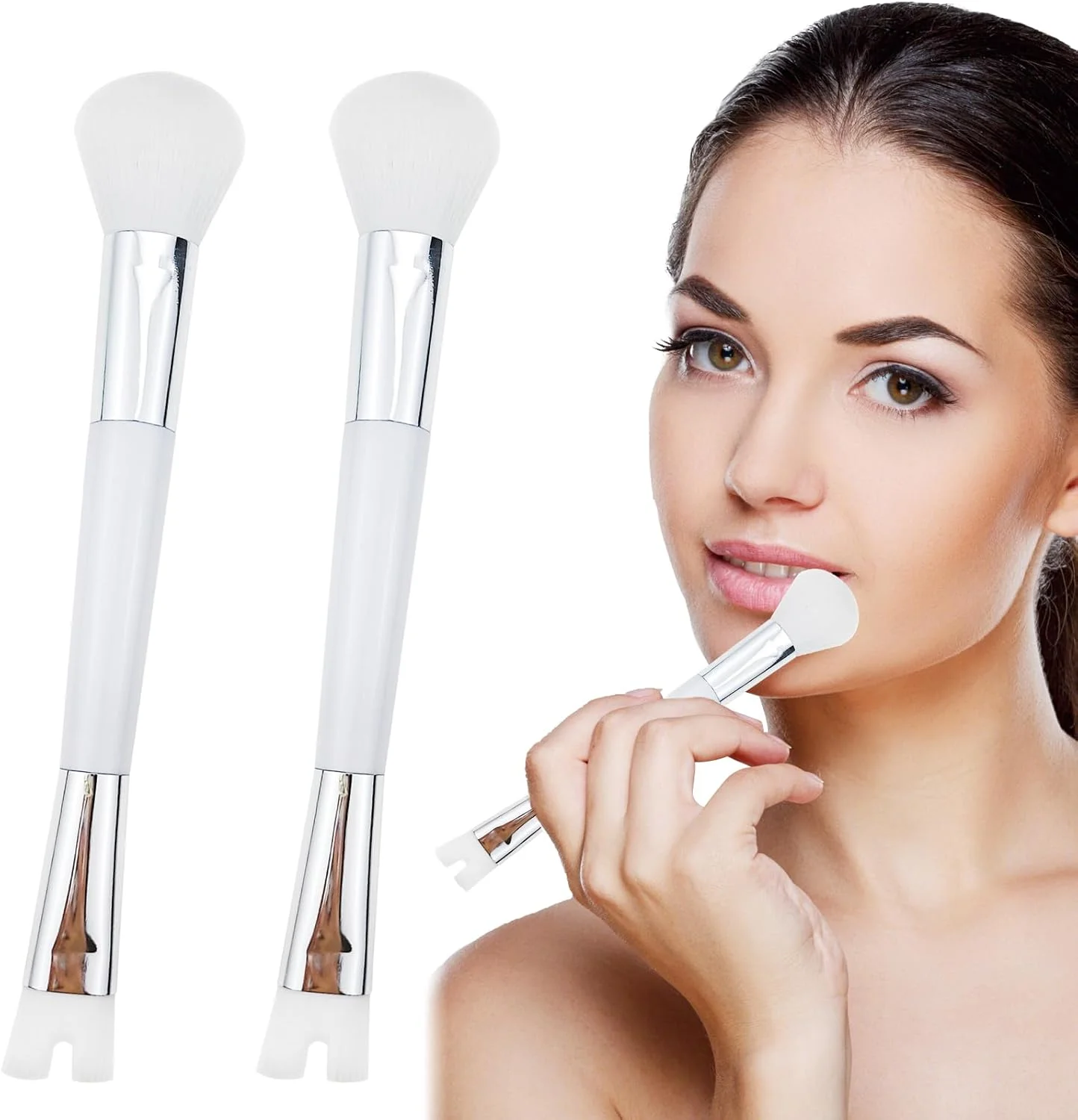 براش کانتور بینی Oasisgalore مدل U شکل، بسته 2 عددی، براش کانتور دوگانه 2 در 1، فوق العاده دقیق، موهای مصنوعی نرم