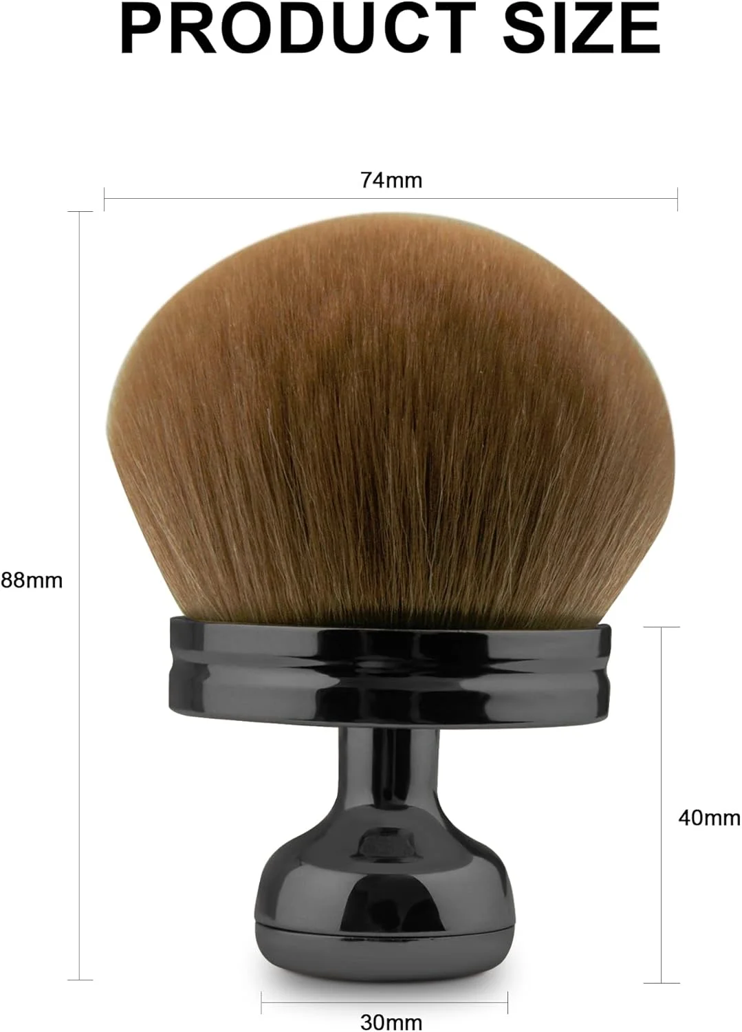 براش آرایشی با دسته مشکی و موهای رنگ پوست - الیاف مصنوعی 3.5 سانتی متری برای برنزه کننده، رژگونه مایع و کرم صورت | شکل گرد دقیق برای کیفیت استودیویی