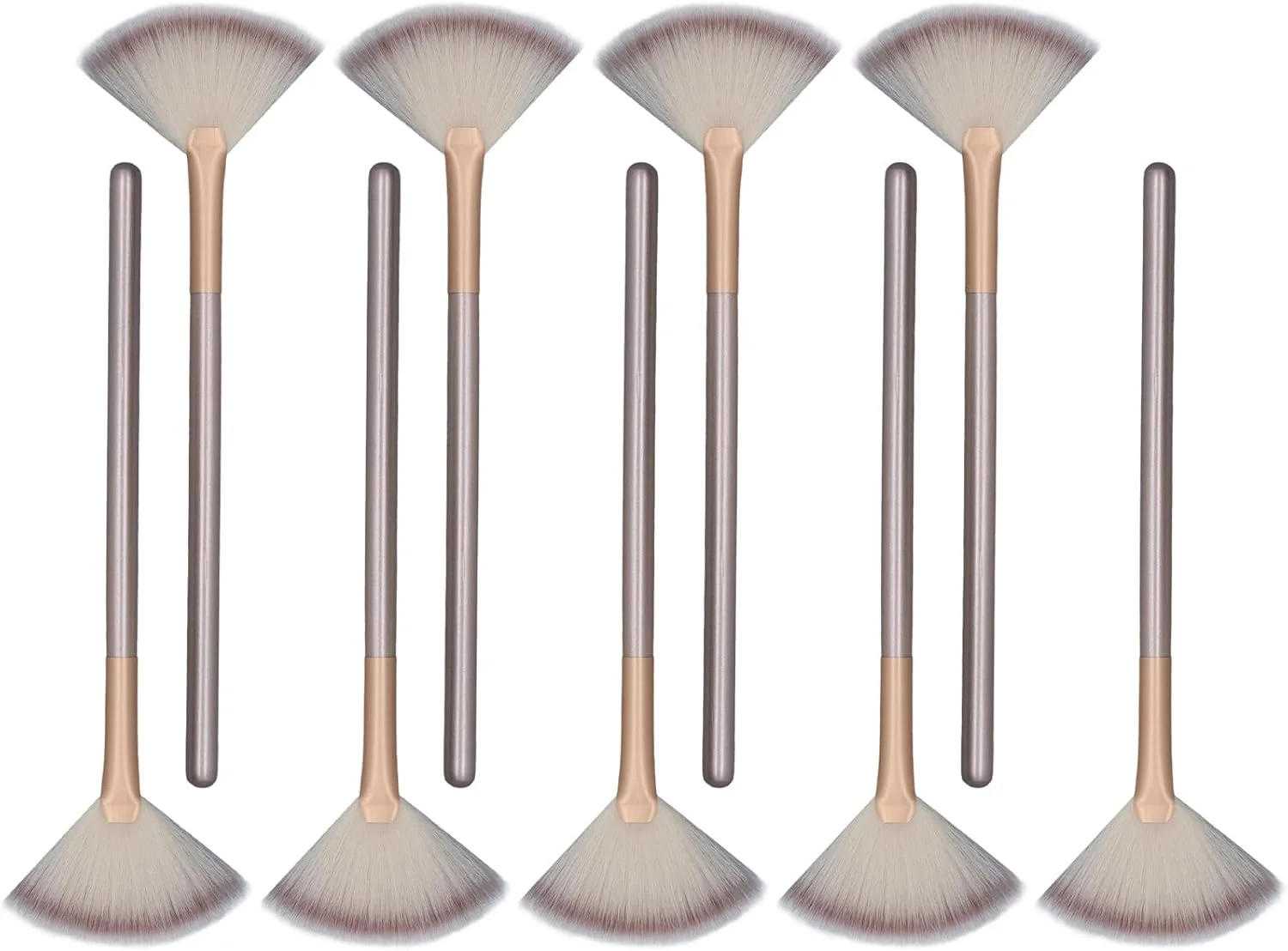 ست برس آرایشی پنکه ای صورت POENVFPO، برس های نرم با لوله آلومینیومی، ست 9 عددی رنگ شامپاین برای استفاده خانگی ست برس آرایشی پنکه ای صورت POENVFPO، برس های نرم با لوله آلومینیومی، ست 9 عددی رنگ شامپاین برای استفاده خانگی