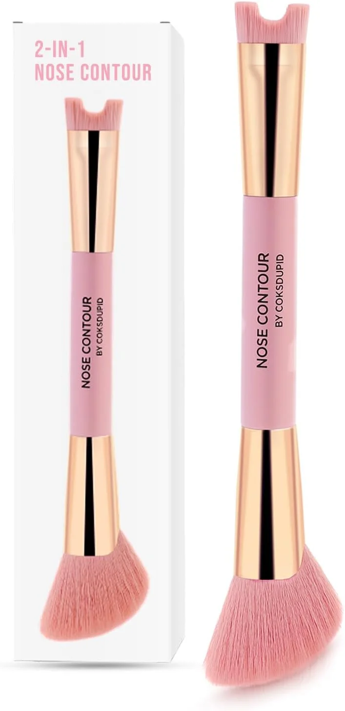 براش کانتور بینی 2 در 1، براش کرکی زاویه دار و U شکل دو طرفه، براش آرایش کانتور بینی برای فرم دهی و مشخص کردن بینی براش کانتور بینی 2 در 1، براش کرکی زاویه دار و U شکل دو طرفه، براش آرایش کانتور بینی برای فرم دهی و مشخص کردن بینی