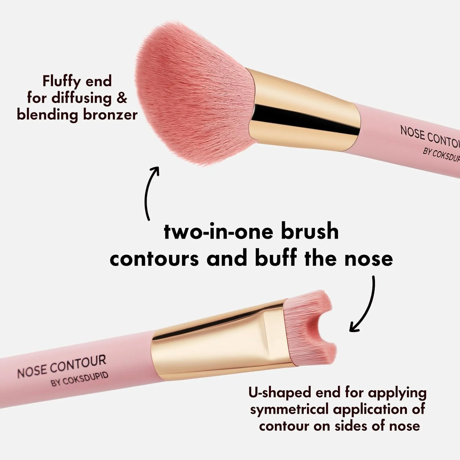 براش کانتور بینی 2 در 1، براش کرکی زاویه دار و U شکل دو طرفه، براش آرایش کانتور بینی برای فرم دهی و مشخص کردن بینی