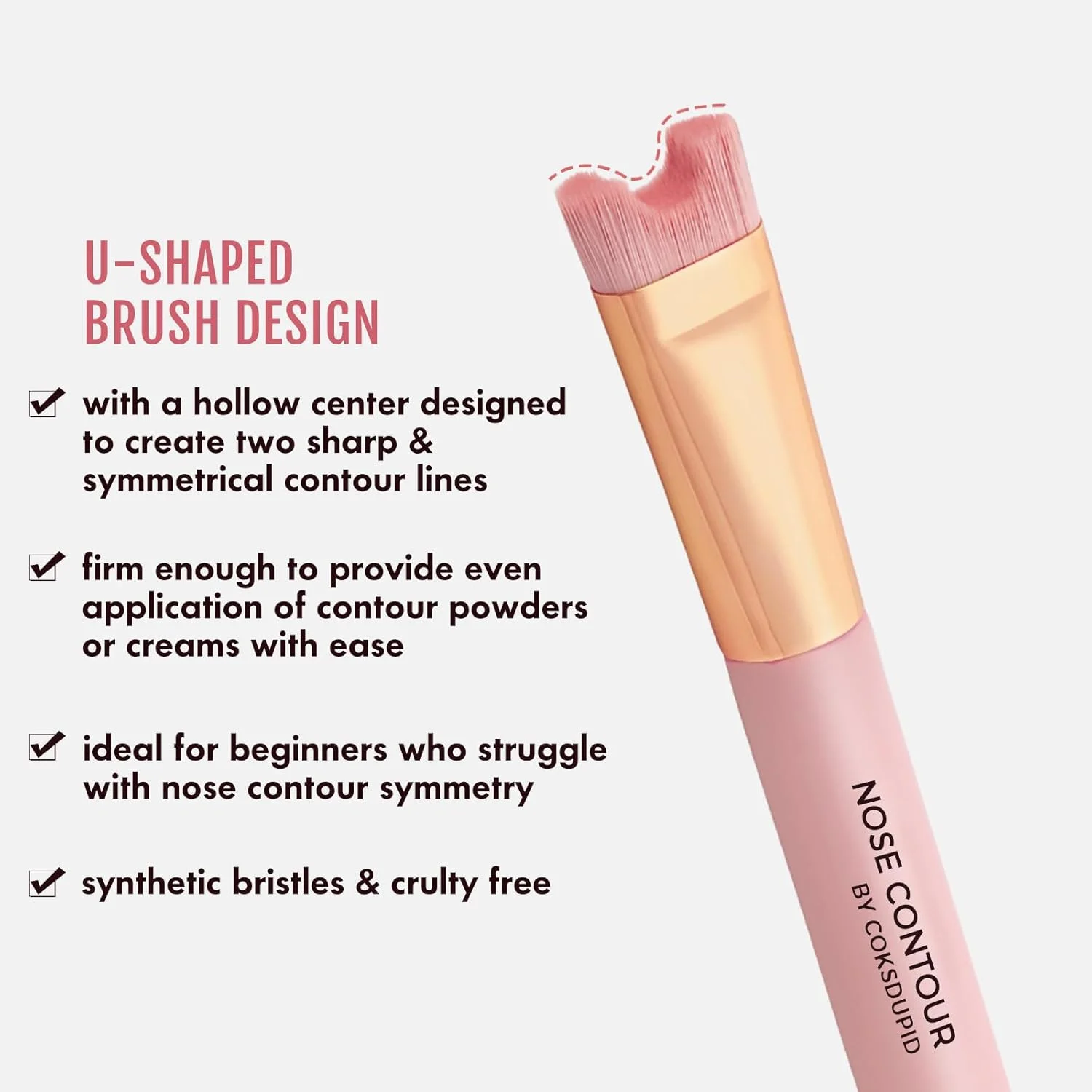 براش کانتور بینی 2 در 1، براش کرکی زاویه دار و U شکل دو طرفه، براش آرایش کانتور بینی برای فرم دهی و مشخص کردن بینی