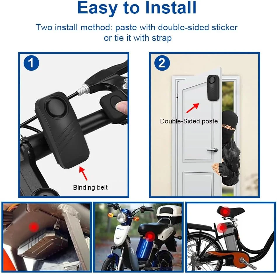 قفل دزدگیر دوچرخه برقی SHEHNA با صدای 100dB، دزدگیر ضد سرقت با کنترل از راه دور، سیستم دزدگیر امنیتی خودرو با سنسور حرکتی لرزشی، برد بی سیم کنترل از راه دور 20 متر، ضد آب IP55 (مشکی) قفل دزدگیر دوچرخه برقی SHEHNA با صدای 100dB، دزدگیر ضد سرقت با کنترل از راه دور، سیستم دزدگیر امنیتی خودرو با سنسور حرکتی لرزشی، برد بی سیم کنترل از راه دور 20 متر، ضد آب IP55 (مشکی)