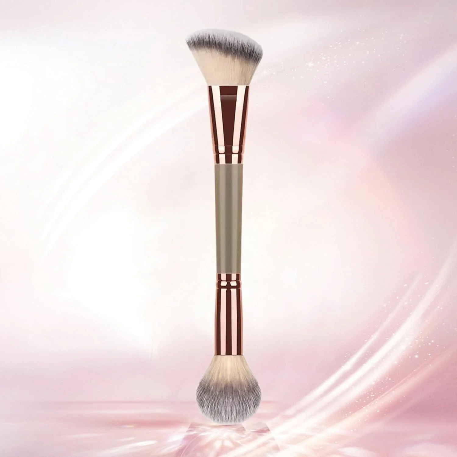 براش آرایشی دو طرفه چند منظوره، براش کانتور سر گرد/زاویه دار، برای ترکیب کرم پودر، پودر مایع، کانسیلر و رژگونه براش آرایشی دو طرفه چند منظوره، براش کانتور سر گرد/زاویه دار، برای ترکیب کرم پودر، پودر مایع، کانسیلر و رژگونه