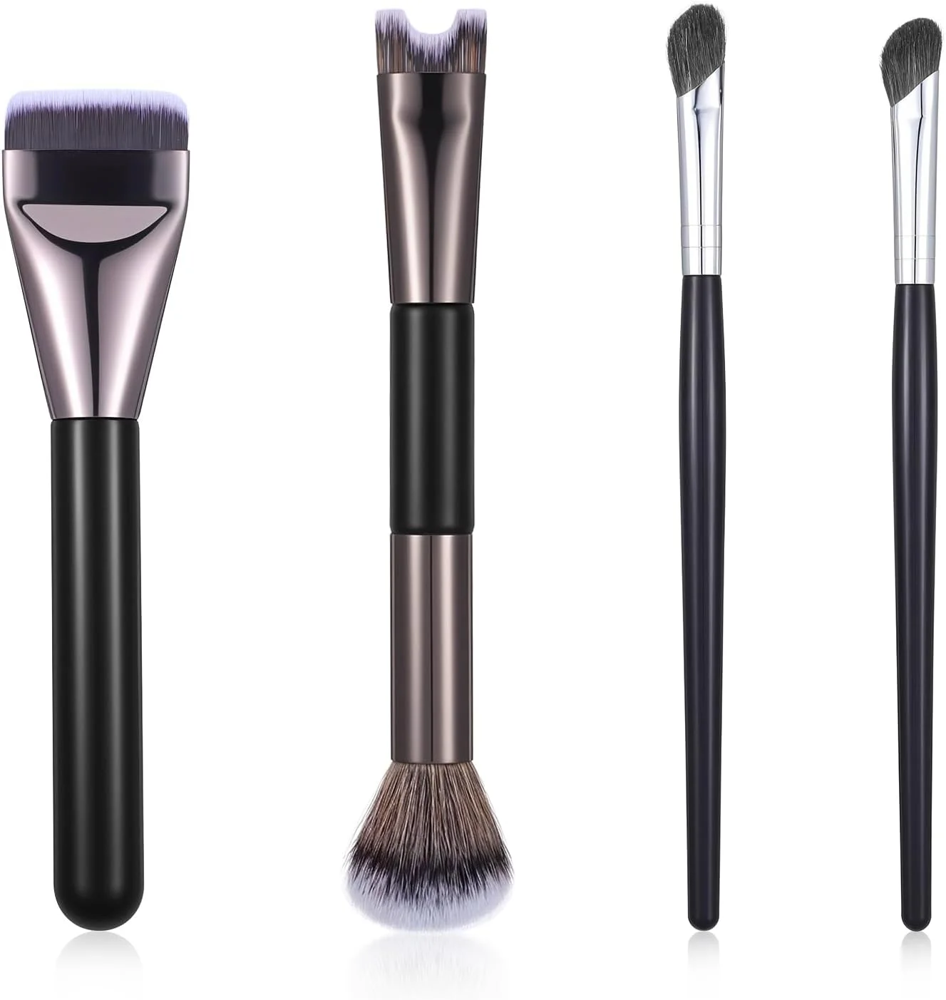 مجموعه 4 عددی برس کانتور بینی MBAIYO، ست اپلیکاتور کرکی U شکل 2 در 1 برای فرم دهی، مشخص کردن و هایلایت کردن، مناسب برای مبتدیان و حرفه ای ها