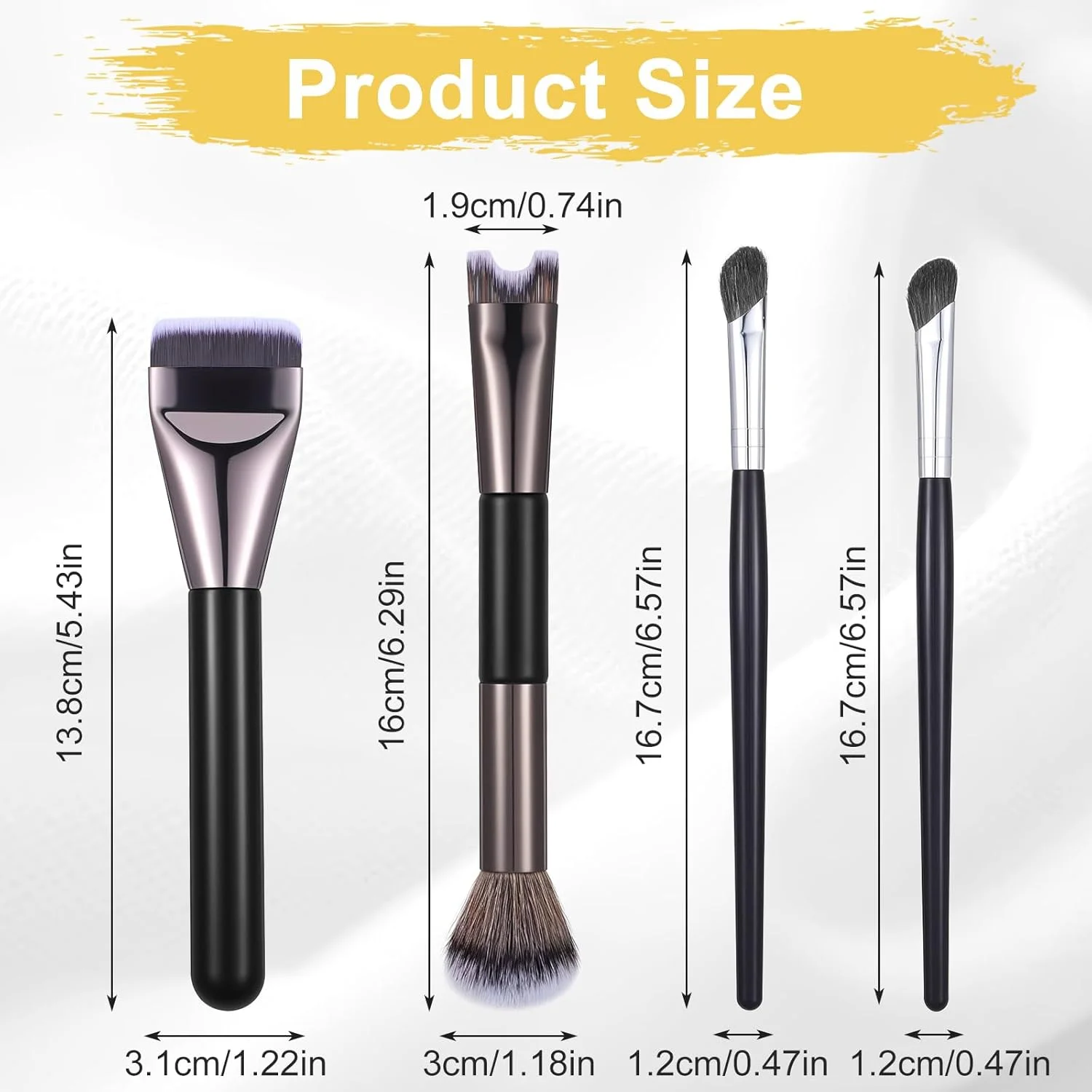 مجموعه 4 عددی برس کانتور بینی MBAIYO، ست اپلیکاتور کرکی U شکل 2 در 1 برای فرم دهی، مشخص کردن و هایلایت کردن، مناسب برای مبتدیان و حرفه ای ها