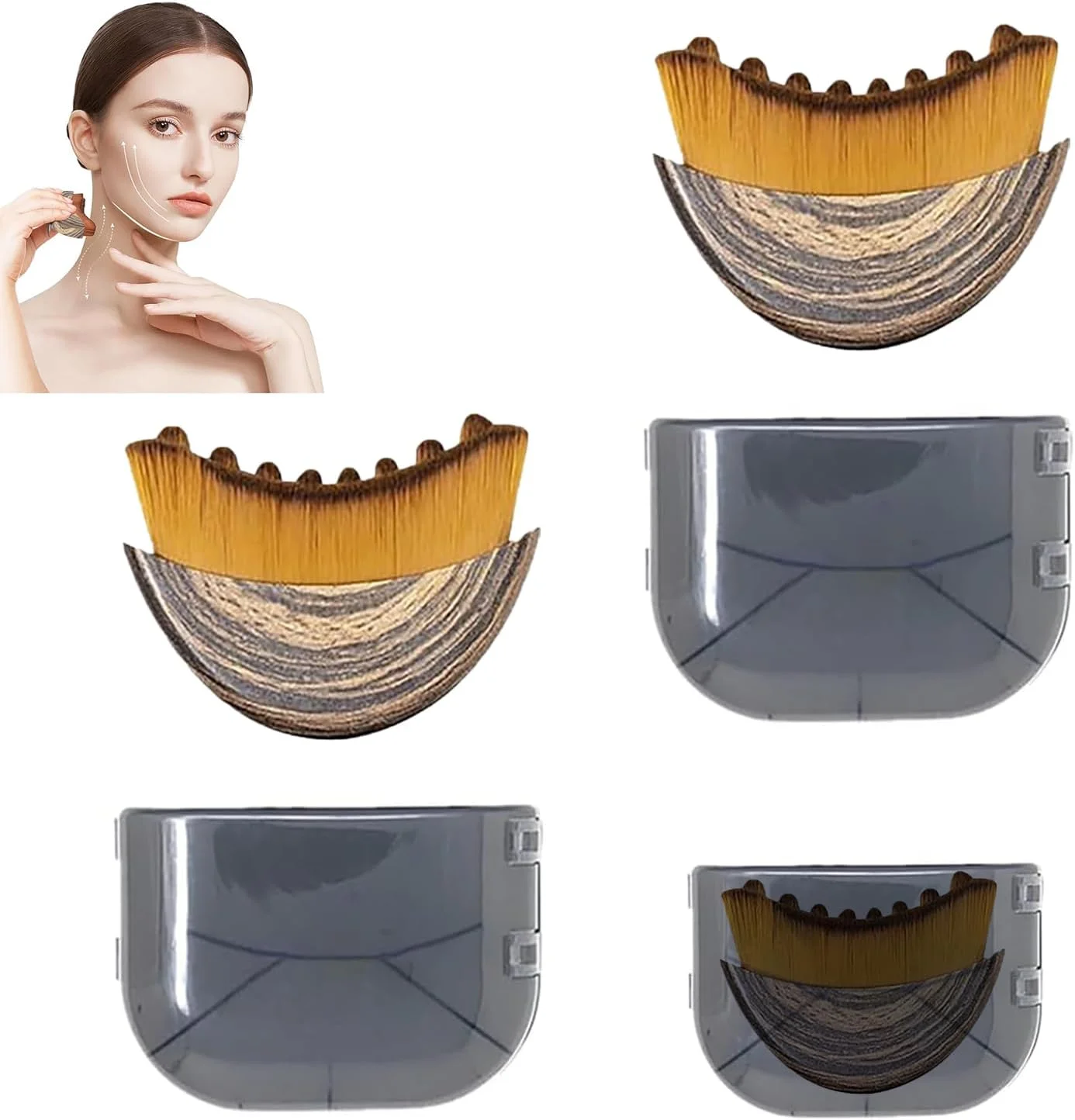 برس کانتور لنفاوی صورت 2 عددی، برس خشک صورت برای فرم دهی چانه و خط فک، کاملا منطبق بر پوست برای بهبود گردش خون، ترویج سم زدایی طبیعی، طراحی ارگونومیک