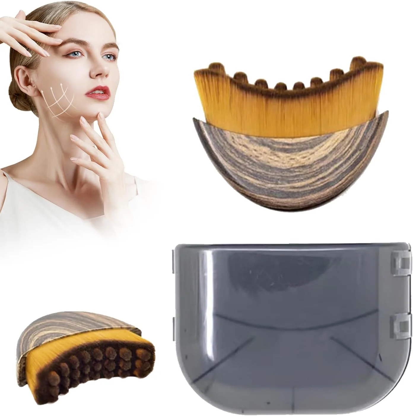 برس کانتور صورت لنفاوی، برس کانتور تخلیه لنفاوی صورت، برس خشک صورت، ماساژور تخلیه لنفاوی برای صورت، چانه و خط فک، مناسب برای تسکین خستگی (1 عدد)