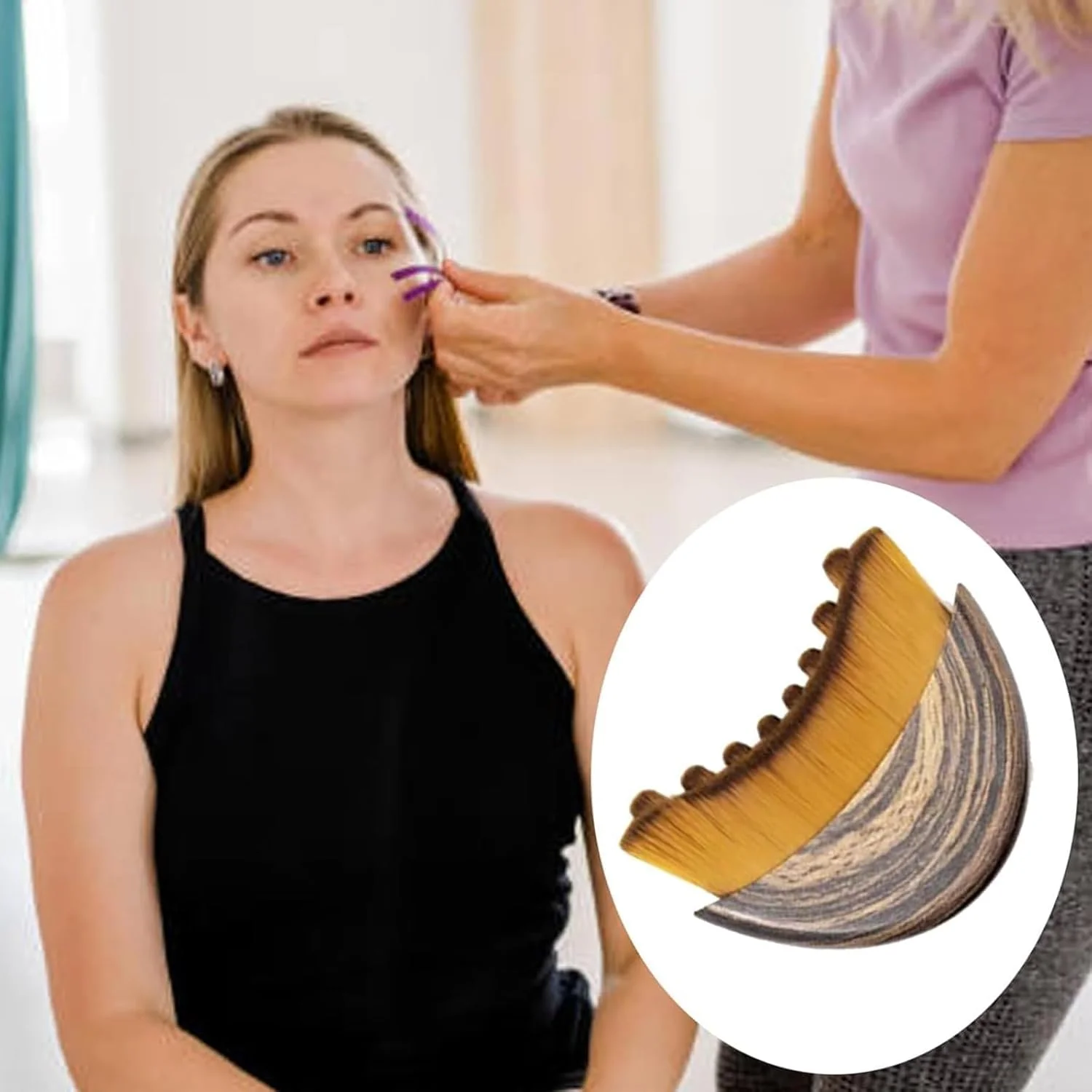 برس کانتور صورت لنفاوی، برس کانتور تخلیه لنفاوی صورت، برس خشک صورت، ماساژور تخلیه لنفاوی برای صورت، چانه و خط فک، مناسب برای تسکین خستگی (1 عدد)