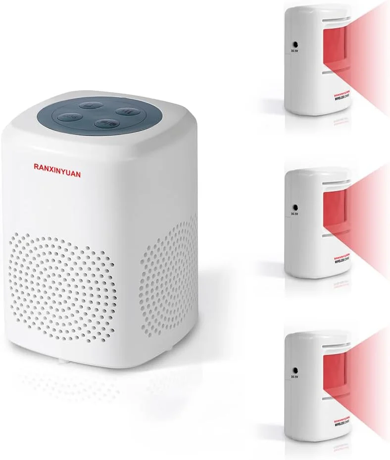 آلارم سگ نگهبان با حسگر حرکتی، دزدگیر بیرونی PIR، حسگر حرکتی بدن انسان، آلارم الکترونیکی فعال شده با حرکت برای امنیت خانه (3 حسگر + 1 گیرنده)