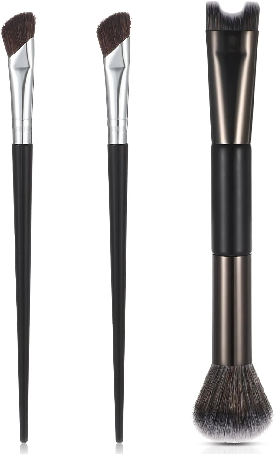 ست برس کانتور بینی 3 عددی Kifmurase، برس U شکل 2 در 1 و برس کرکی برای فرم دادن و مشخص کردن کانتور بینی، برس های آرایشی دو سر دقیق برای شکل دادن به استخوان گونه، بینی و کانتور صورت