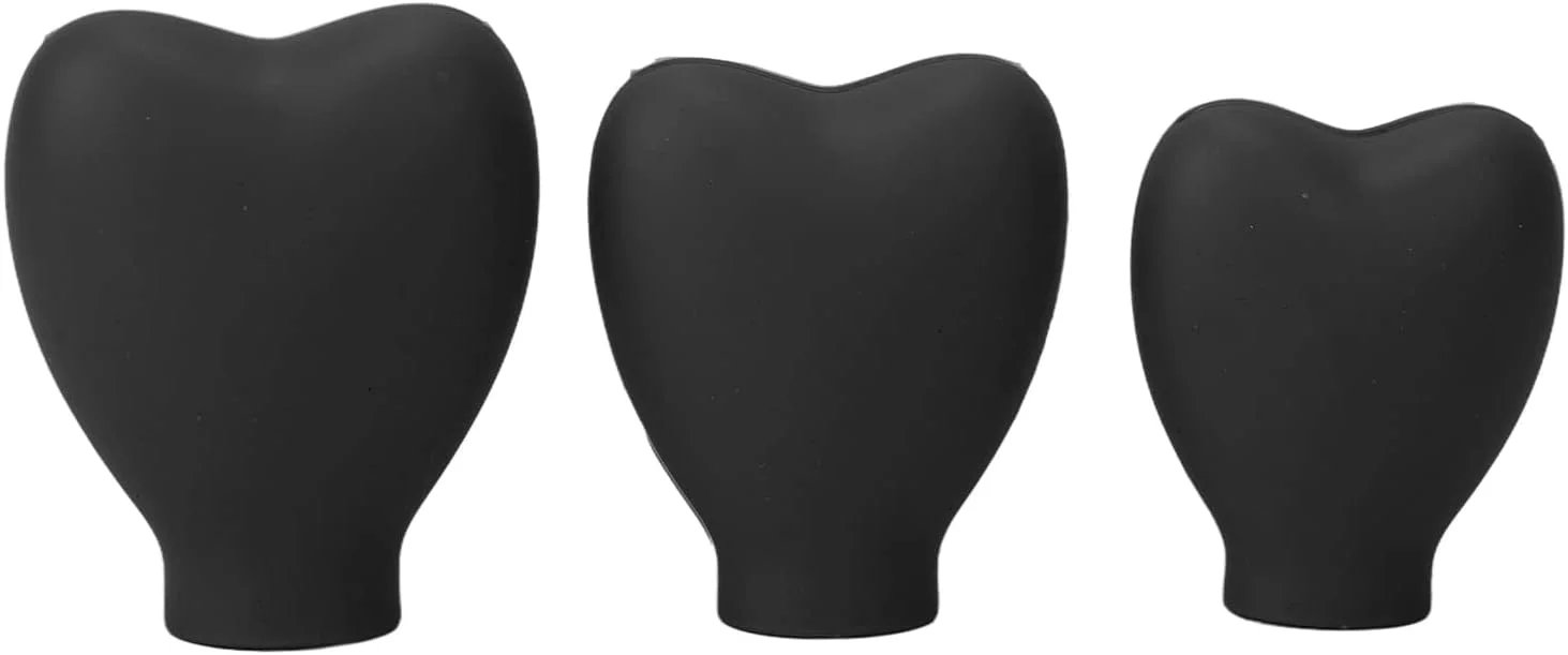 کاور سیلیکونی برس آرایشی طرح قلب 3 عددی - محافظ برس لوازم آرایشی قابل حمل برای زنان و دختران (مشکی)