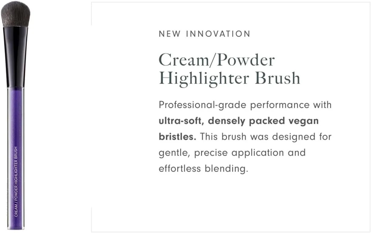 براش هایلایتر کرمی/پودری Kevyn Aucoin: مناسب برای محصولات کرمی و پودری، ایجاد پوشش نرم و پخش شده. سر براش گنبدی با لبه های باریک، منطبق با انحنای طبیعی صورت. استفاده آسان.