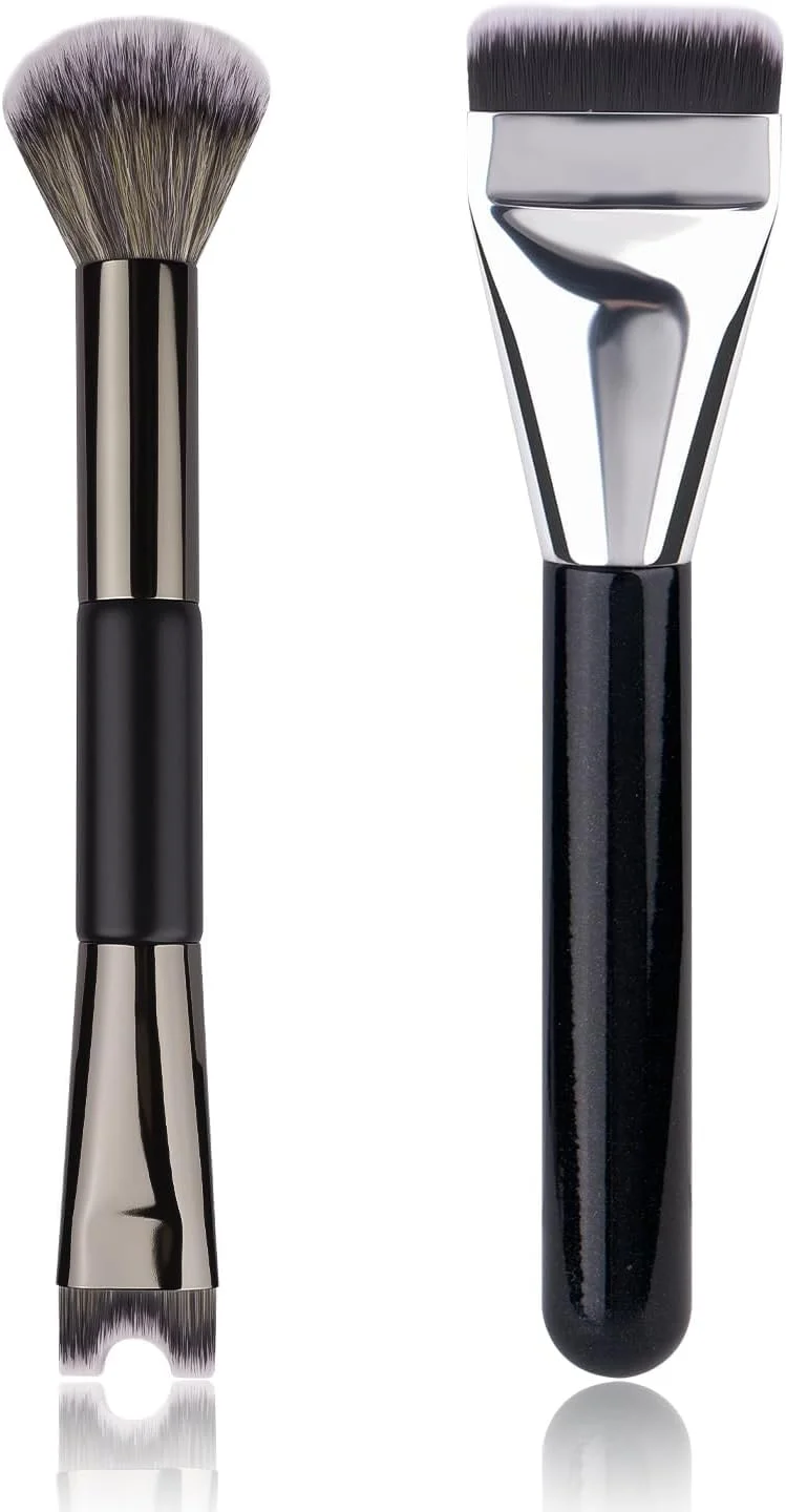 ست براش کانتور بینی GraGra، براش U شکل و کرکی 2 در 1، ست 2 عددی براش آرایشی، براش های آرایشی کانسیلر فونداسیون تخت برای رژگونه و سایه بینی (براش دو سر و براش یک کلمه ای) ست براش کانتور بینی GraGra، براش U شکل و کرکی 2 در 1، ست 2 عددی براش آرایشی، براش های آرایشی کانسیلر فونداسیون تخت برای رژگونه و سایه بینی (براش دو سر و براش یک کلمه ای)