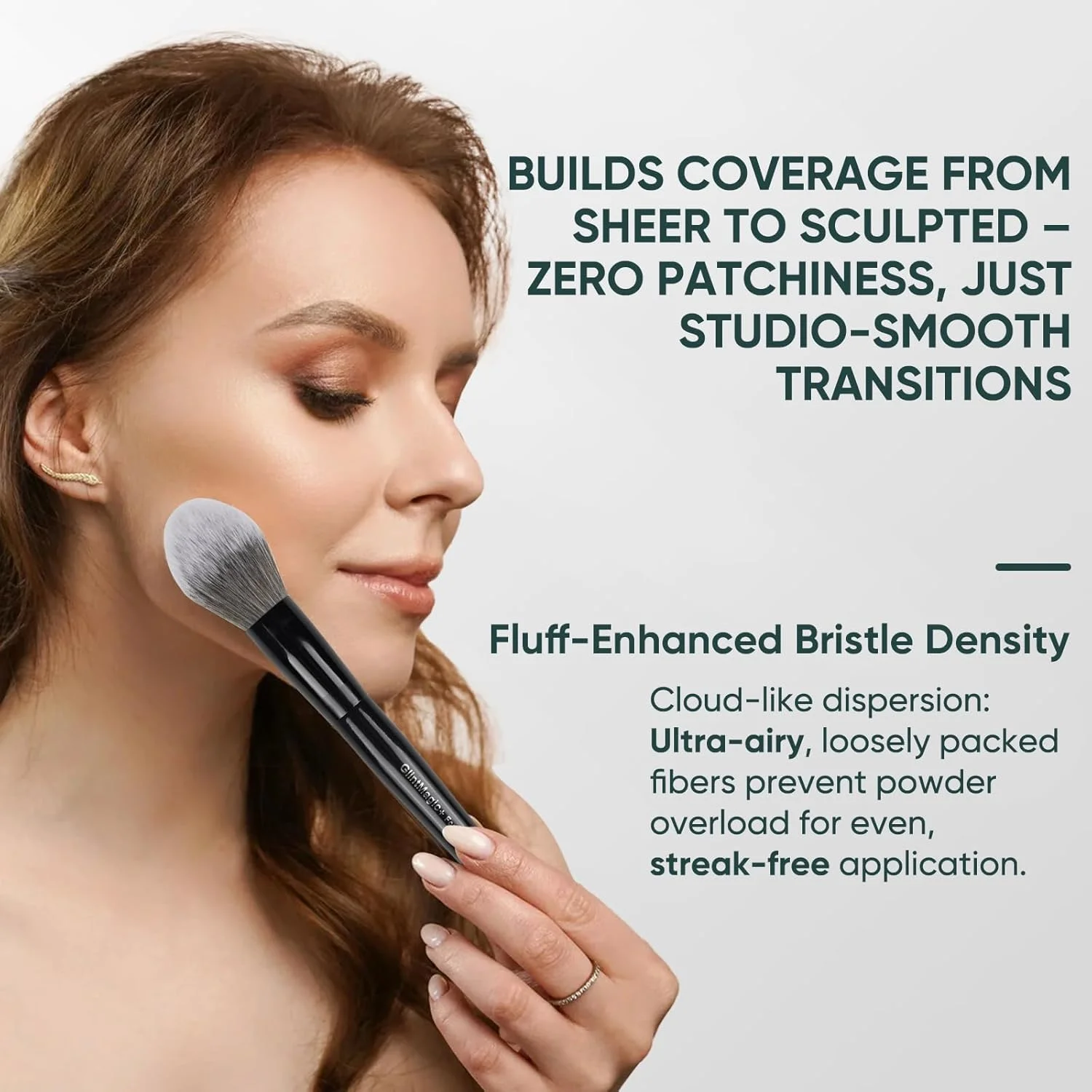 براش پودر حرفه ای GlintMagic+، بهترین براش برای استفاده از پودر فیکس، پودر فشرده، کرم پودر و براش کانتور صورت
