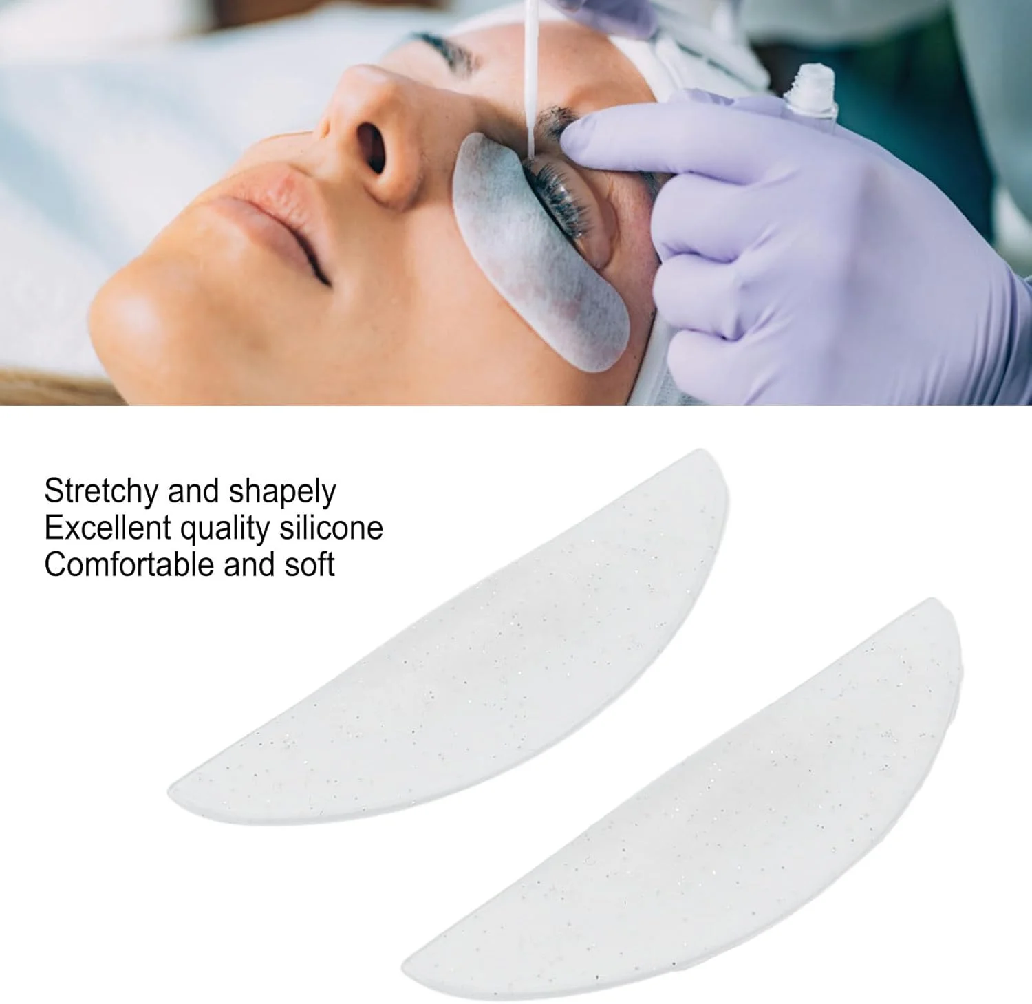 پدهای لیفت مژه gernie، 1 جفت فر کننده مژه سیلیکونی شفاف اکلیلی، پدهای لیفت مژه سفید قابل استفاده مجدد با جعبه نگهداری، ابزار لیفتینگ مژه نرم و همه کاره (M)