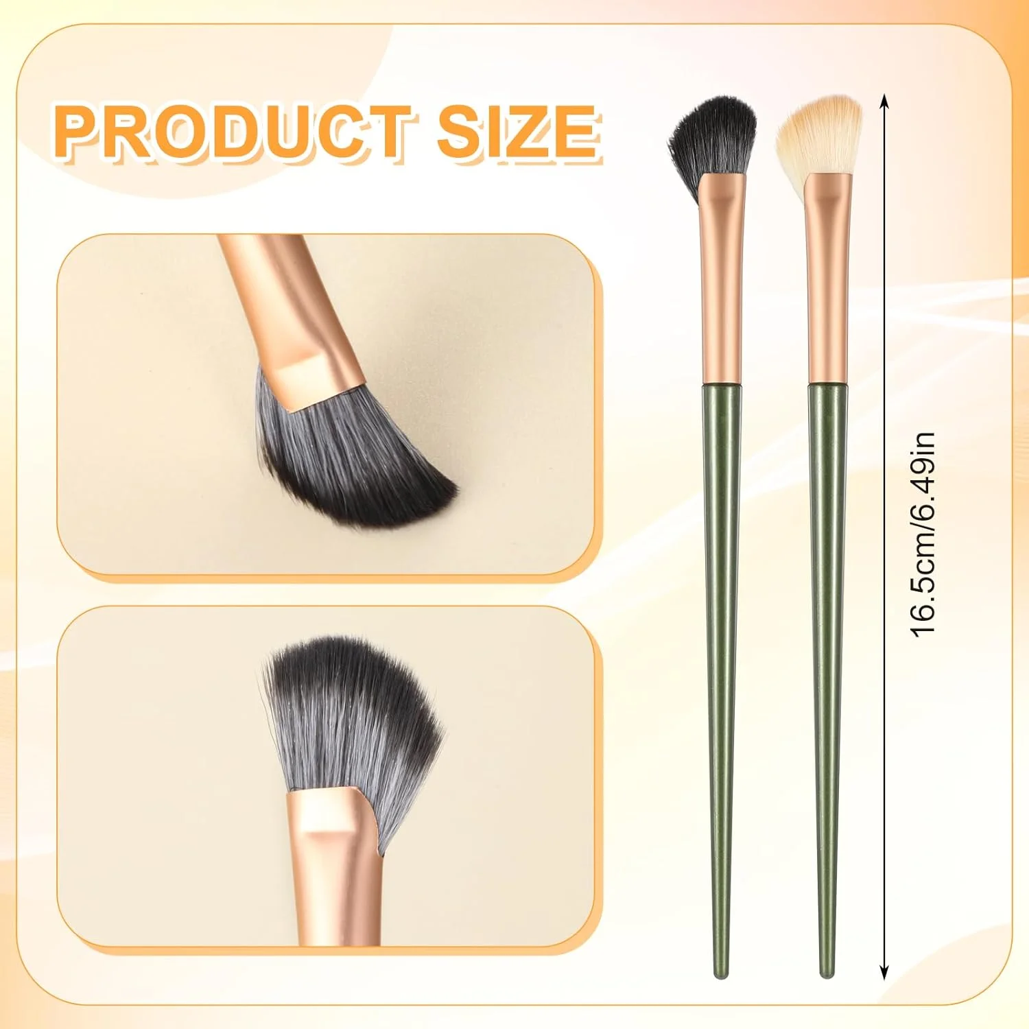 ست 2 عددی برس کانتور بینی، برس سایه بینی نیمه بادبزنی، برس رژگونه زاویه دار زیر چشم، ابزار آرایش حرفه ای هایلایتر برای ترکیب لوازم آرایشی کرم مایع