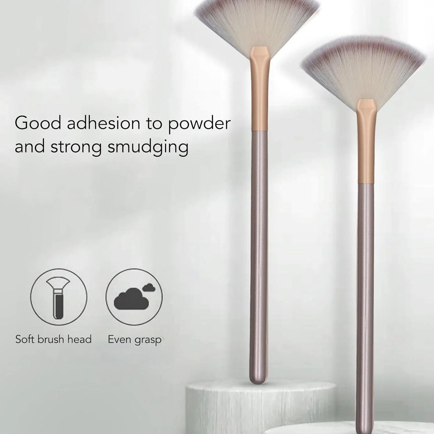 ست برس های بادبزنی صورت Eujgoov، برس های نرم رنگ شامپاین برای استفاده روزانه، 3 رنگ، 9 عدد ست برس های بادبزنی صورت Eujgoov، برس های نرم رنگ شامپاین برای استفاده روزانه، 3 رنگ، 9 عدد