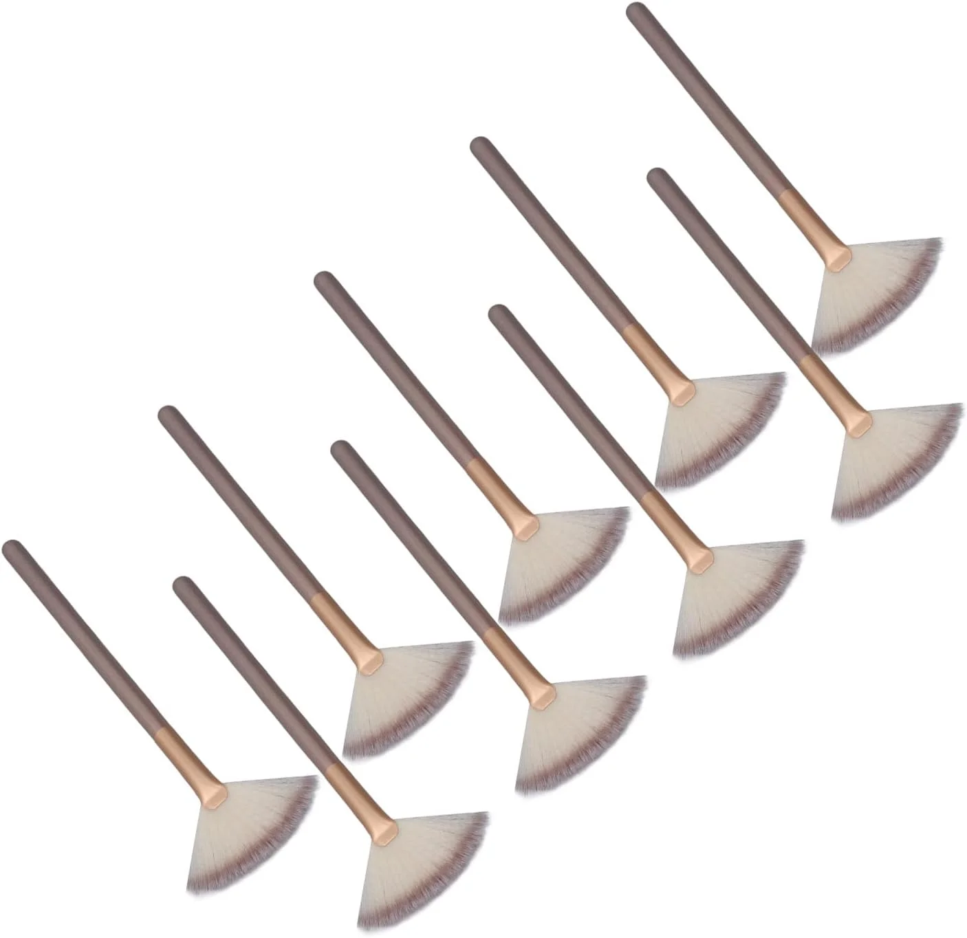 ست برس های بادبزنی صورت Eujgoov، برس های نرم رنگ شامپاین برای استفاده روزانه، 3 رنگ، 9 عدد ست برس های بادبزنی صورت Eujgoov، برس های نرم رنگ شامپاین برای استفاده روزانه، 3 رنگ، 9 عدد