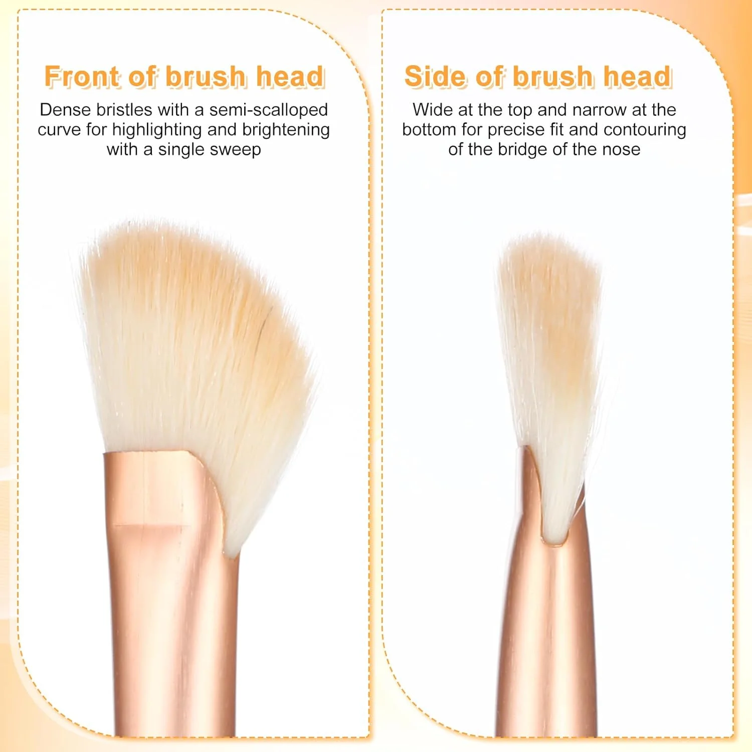 ست 2 عددی برس کانتور بینی، برس سایه بینی نیمه بادبزنی، برس رژگونه زاویه دار زیر چشم، ابزار آرایش حرفه ای هایلایتر برای ترکیب لوازم آرایشی کرم مایع