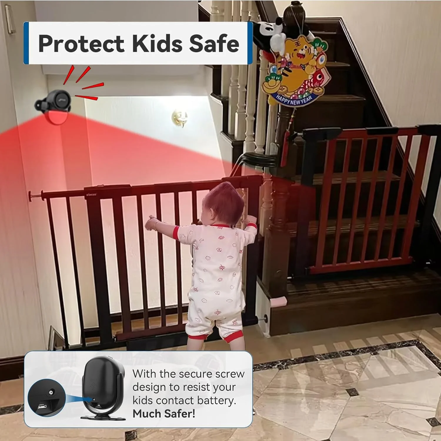 آلارم سنسور حرکتی CPVAN با صدای بلند 125dB و کنترل از راه دور 100 متری (دتکتور PIR 12.2 متری، باتری)، دتکتور حرکتی مادون قرمز بی سیم با آژیر برای خانه، گاراژ، ون (نسل دوم، مشکی)