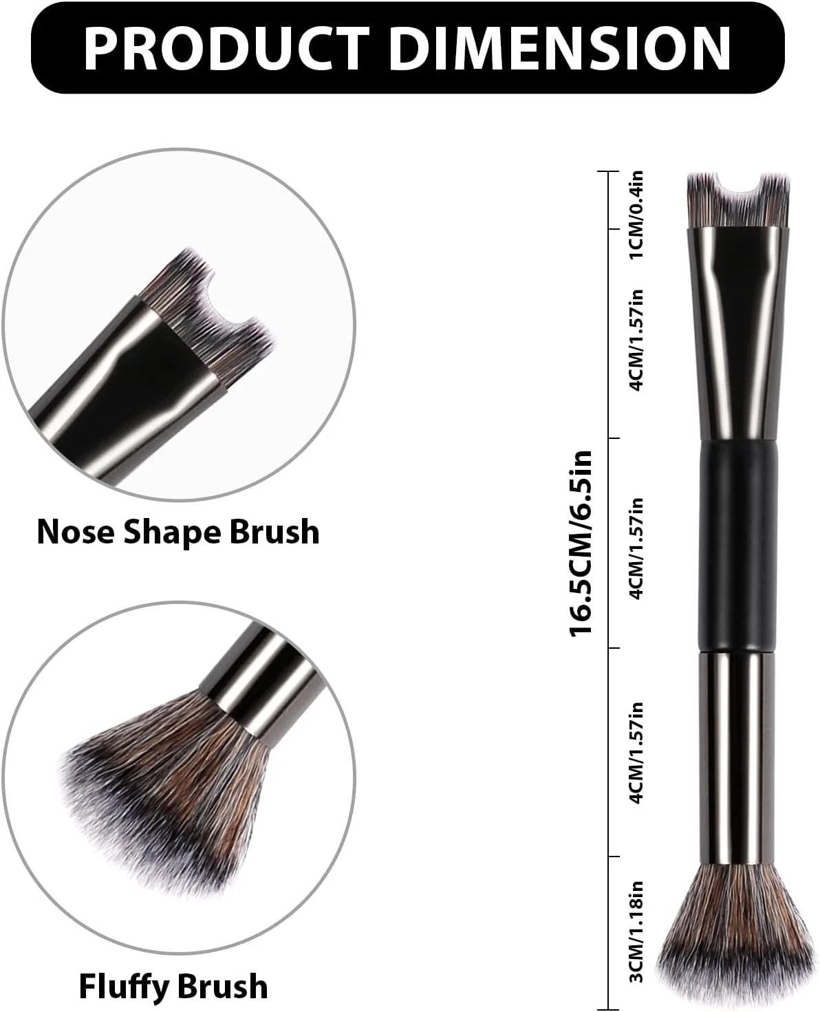 براش کانتور بینی 2 در 1، براش دو طرفه U شکل برای فرم دهی بینی و رژگونه، براش های کانتورینگ دقیق و نرم، مناسب برای زاویه دار کردن گونه ها، هایلایت، پودر، کانتور، مناسب برای مبتدیان آرایش