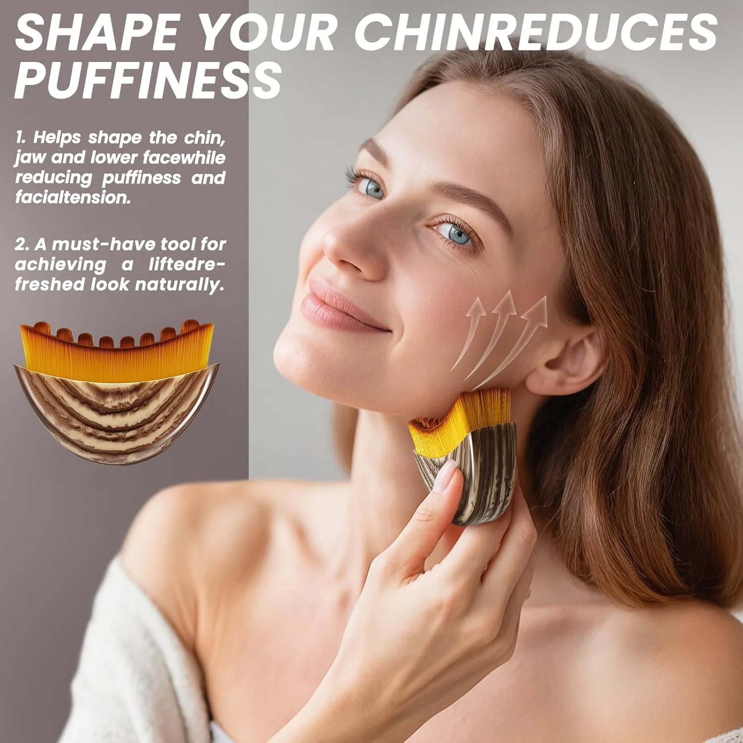 برس کانتور لنفاوی صورت، ماساژور تخلیه لنفاوی خشک، ابزار زیبایی برس خشک نرم برای خط فک، چانه و فرم دهی صورت، طراحی شده برای قرارگیری دقیق روی پوست و رفع خستگی (2 عدد)