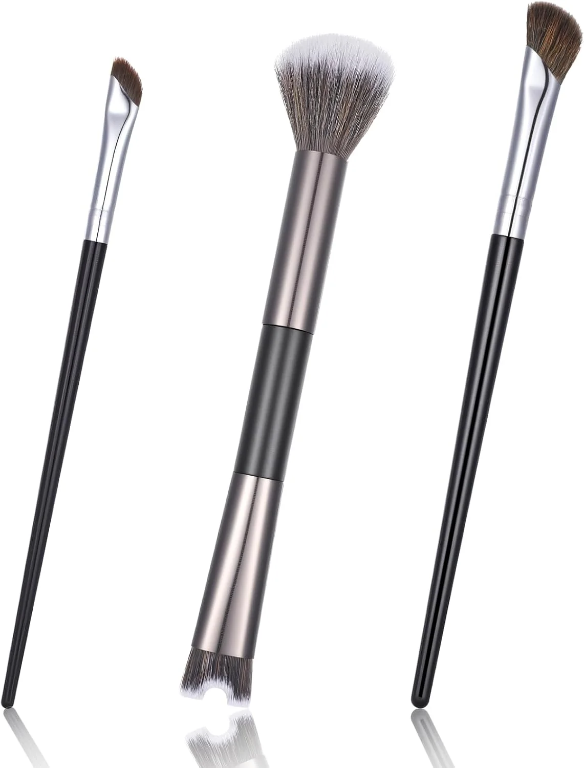 ست 3 عددی براش کانتور بینی، براش U شکل 2 در 1 و براش های کانتورینگ دقیق و نرم برای فرم دهی، مشخص کردن و هایلایت کردن پودر کانتور، مناسب برای مبتدیان آرایش (مشکی)