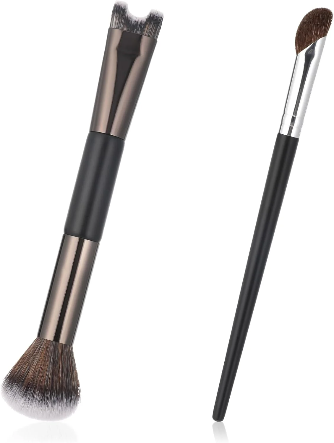 براش کانتور بینی Ajcotahm، براش دو طرفه بینی 2 در 1، براش های کرکی زاویه دار و U شکل برای کانتورینگ، هایلایت و مشخص کردن کانتور بینی