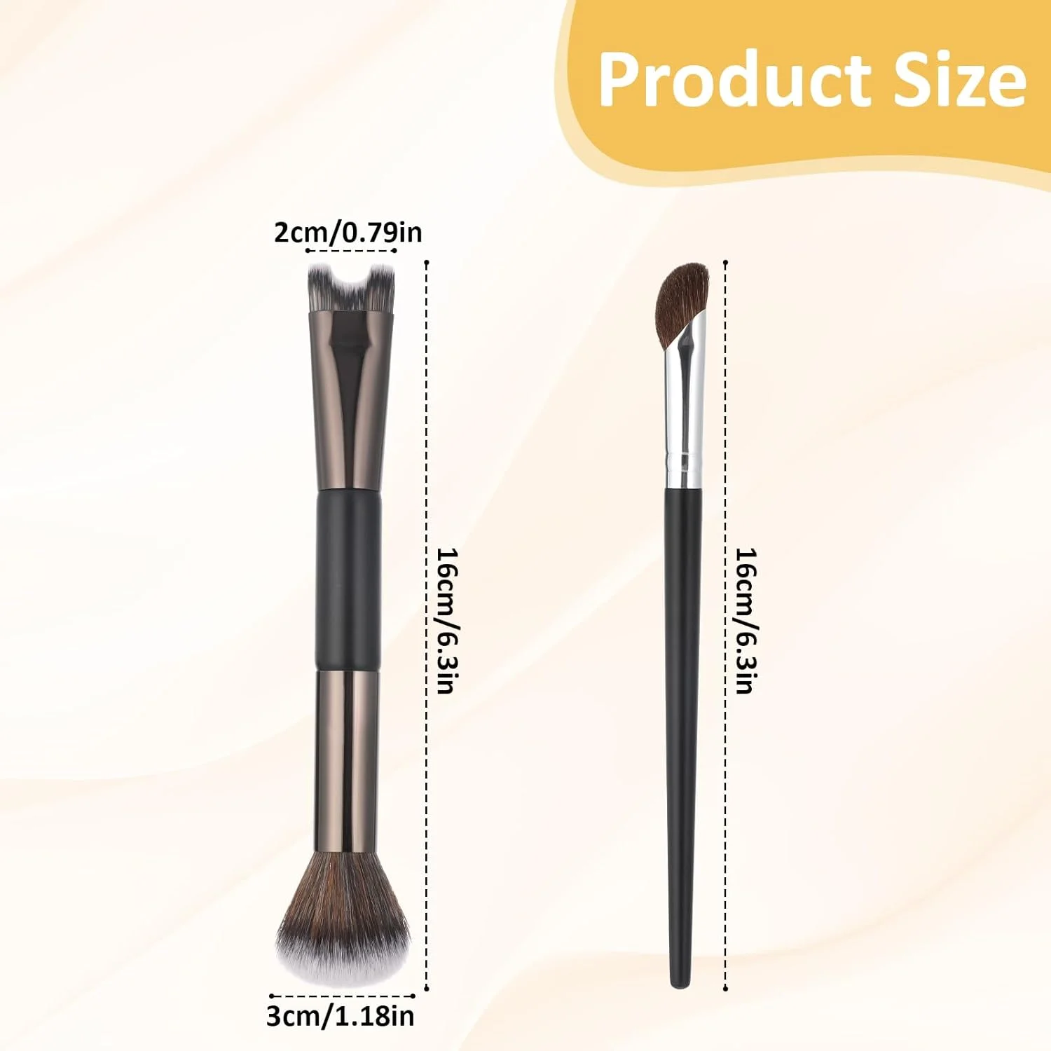 براش کانتور بینی Ajcotahm، براش دو طرفه بینی 2 در 1، براش های کرکی زاویه دار و U شکل برای کانتورینگ، هایلایت و مشخص کردن کانتور بینی