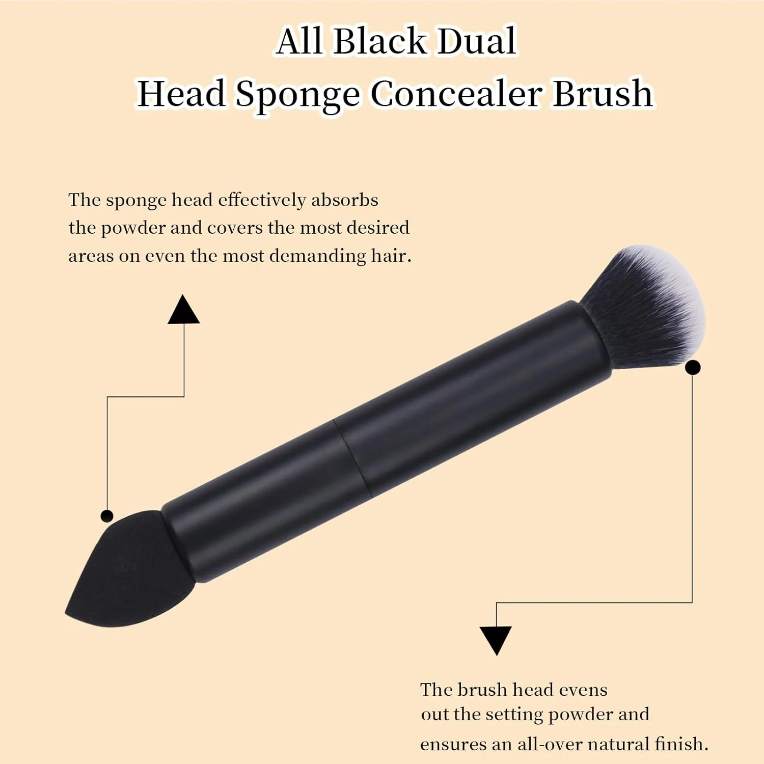 براش کانتور دو طرفه، براش پودر خط رویش مو، براش پودر ریشه مو 2 در 1 برای استفاده دقیق، ترکیب، هایلایت، کانتورینگ، پوشاندن خط رویش مو، براش کانسیلر، ترمیم ریشه مو