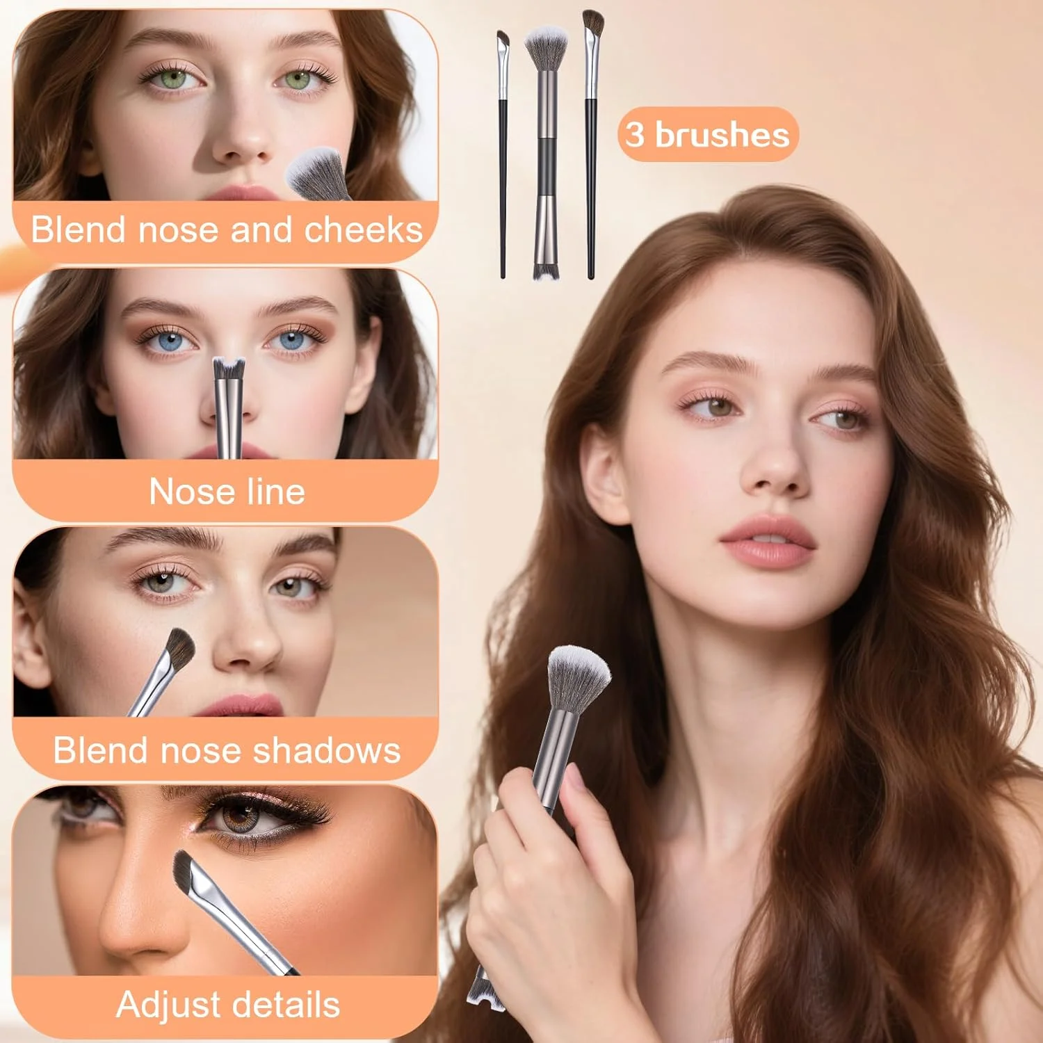 ست 3 عددی براش کانتور بینی، براش U شکل 2 در 1 و براش های کانتورینگ دقیق و نرم برای فرم دهی، مشخص کردن و هایلایت کردن پودر کانتور، مناسب برای مبتدیان آرایش (مشکی) ست 3 عددی براش کانتور بینی، براش U شکل 2 در 1 و براش های کانتورینگ دقیق و نرم برای فرم دهی، مشخص کردن و هایلایت کردن پودر کانتور، مناسب برای مبتدیان آرایش (مشکی)