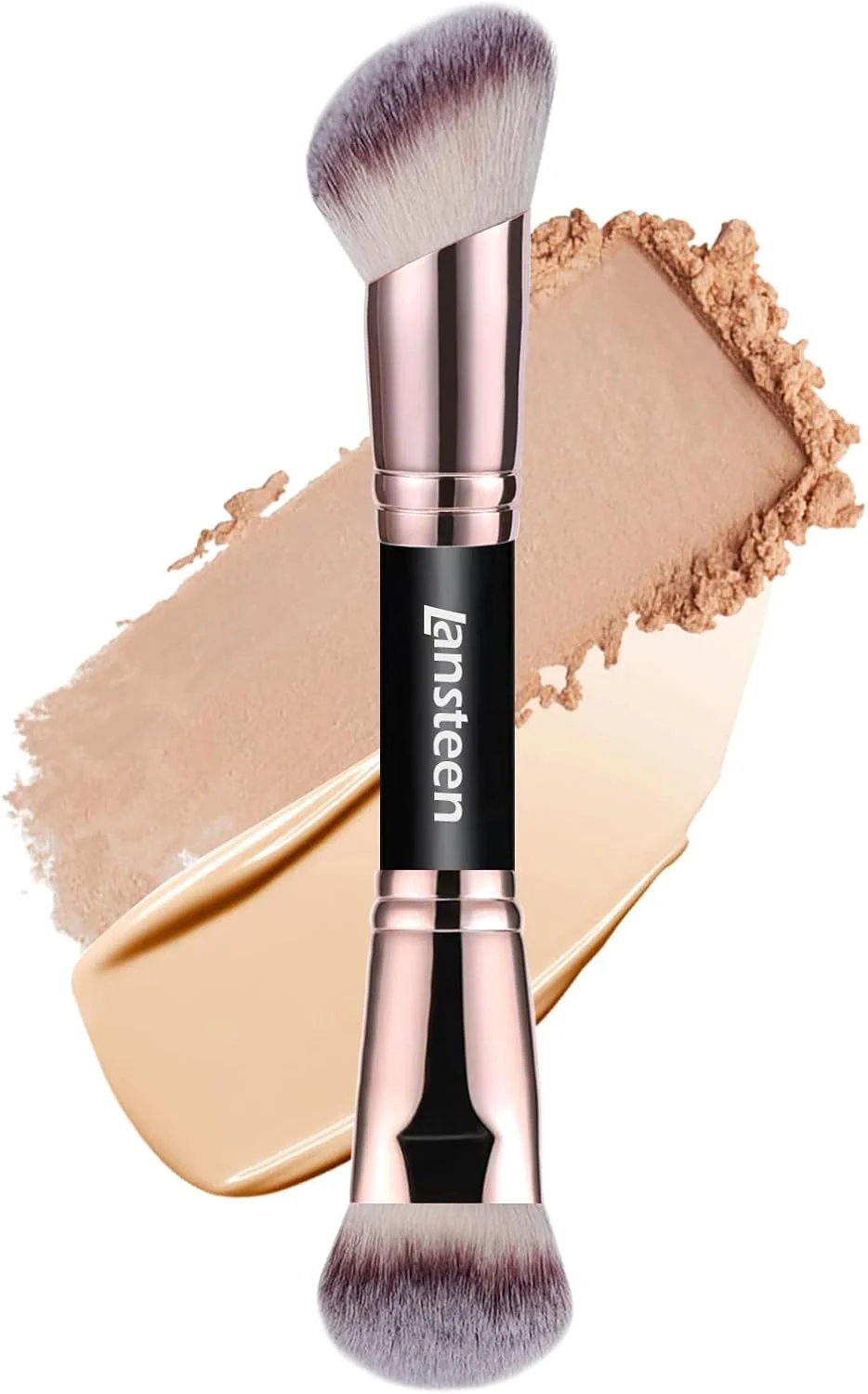 براش کانتورینگ و کرم پودر دو طرفه لنستین - براش حرفه ای کابوکی برای ترکیب آرایش صورت، برنزر، مایع، کرم، پودر و رژگونه