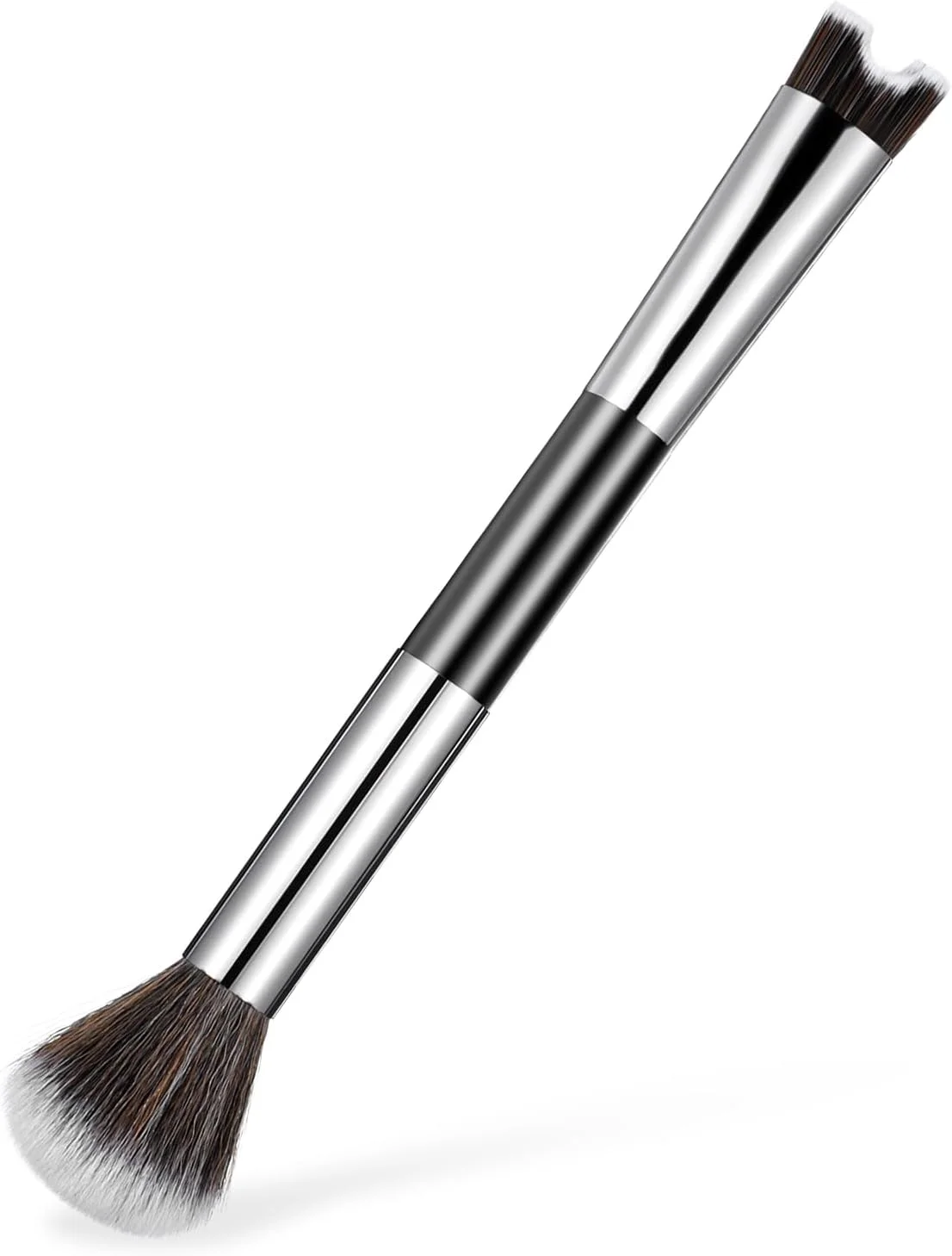 براش کانتور بینی 2 در 1، براش مجسمه سازی بینی U شکل و رژگونه دو طرفه، براش های کانتورینگ نرم، براش زاویه دار دقیق برای مشخص کردن استخوان گونه، هایلایت، پودر، کانتور، مناسب برای مبتدیان آرایش (مشکی)