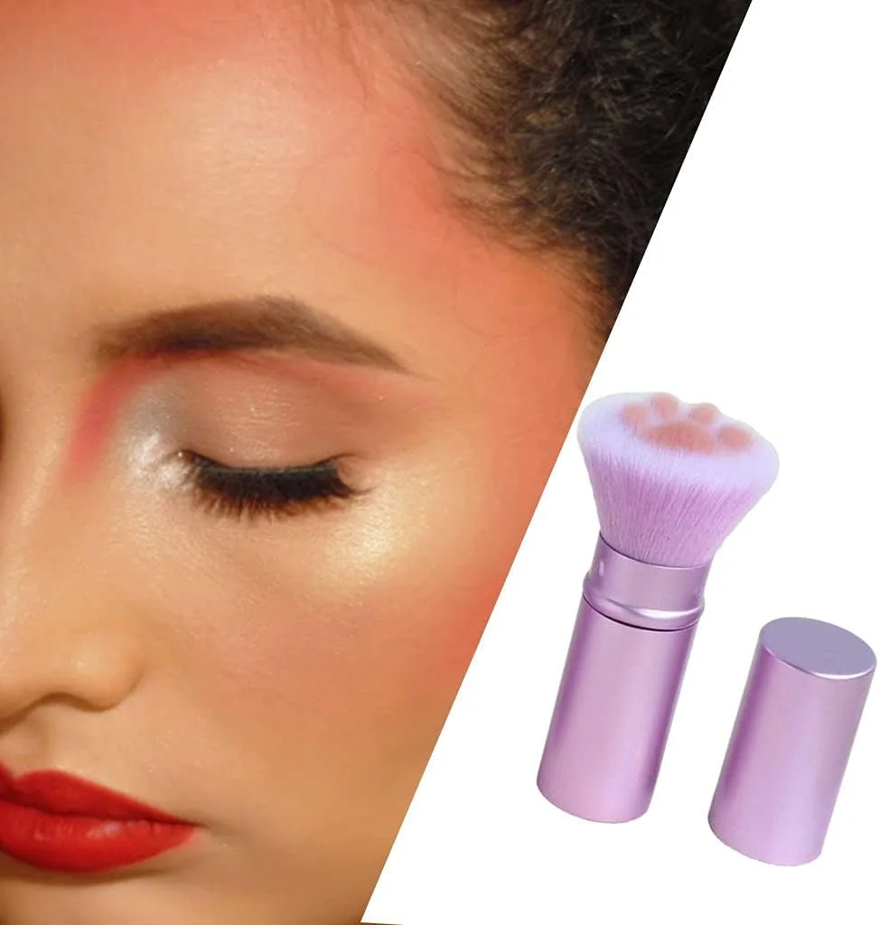براش آرایشی پنجه گربه ای، براش لوازم آرایشی، براش پودر، برای پودر صورت، رژگونه، سایه چشم، آرایش کانتور - بنفش جمع شونده
