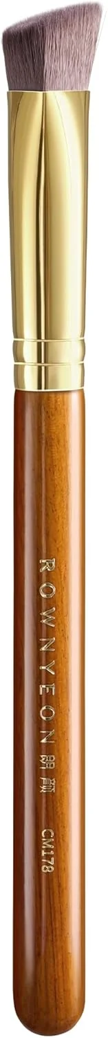 براش کانتور مثلثی سری Desert Oak - موهای مصنوعی زاویه دار برای کرم/مایع/پودر، دسته Bubinga لوکس و بست فلزی برنجی (CM 178)