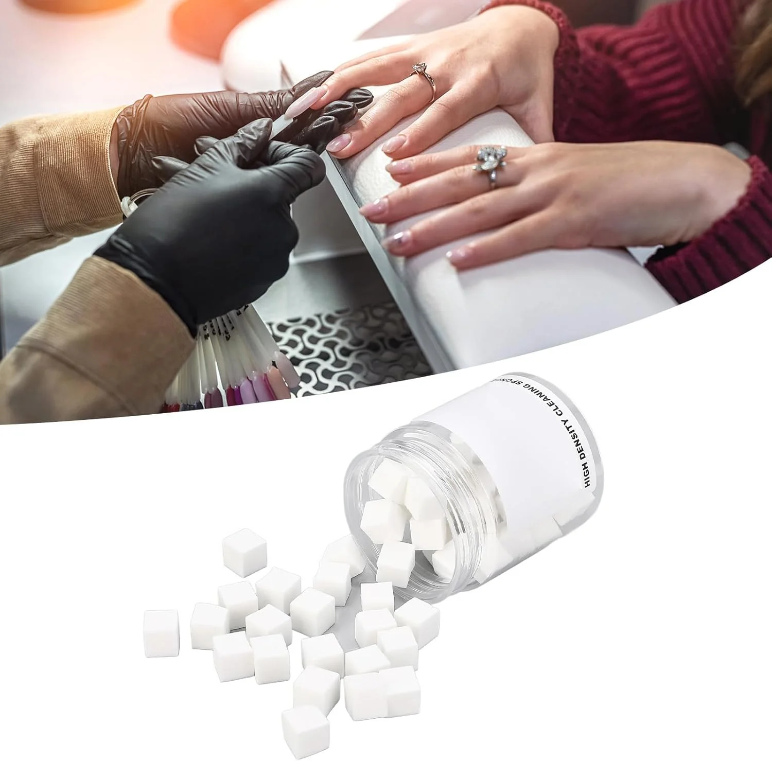 50 عدد اسفنج نرم طراحی ناخن با تراکم بالا به همراه قلم نقره ای برای طراحی آمبره ناخن، ایجاد الگوهای هنری آمبره نوری و هاله