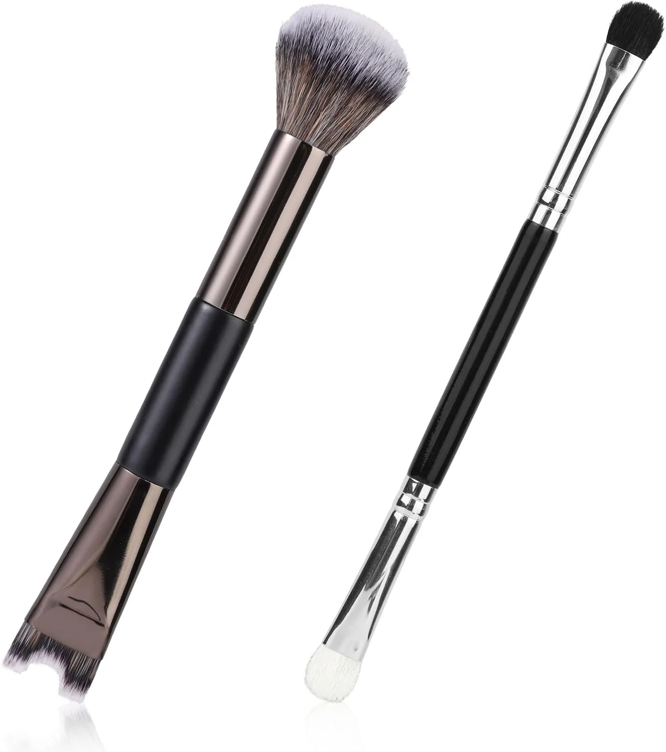 ست 2 عددی براش کانتور بینی، براش سایه چشم نرم دو طرفه U شکل 2 در 1 برای هایلایت، مشخص کردن و ترکیب کردن