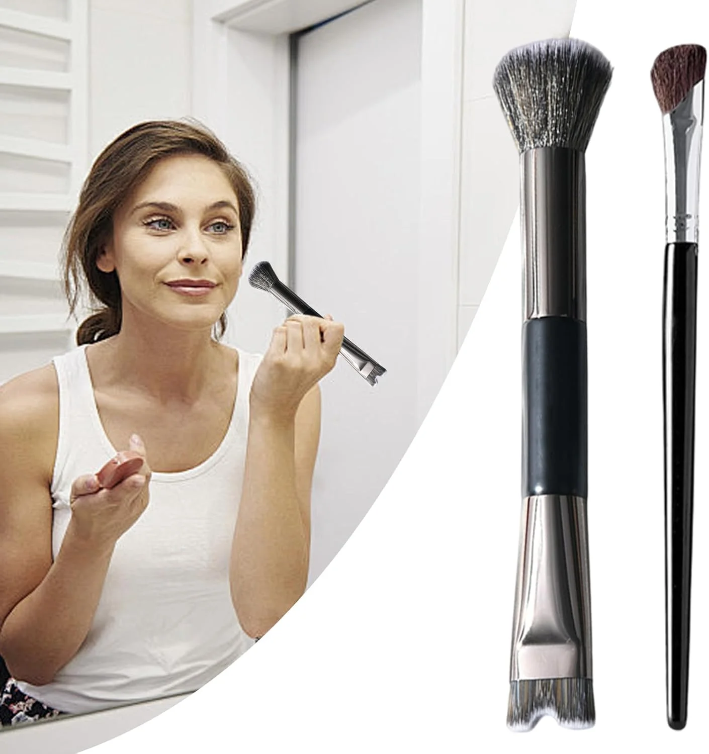 براش های کانتور برای آرایش، براش سایه بینی - ابزار آرایشی دو طرفه برای مشخص کردن، هایلایت کردن، ترکیب کردن، سایه چشم، پخش کردن و فرم دادن