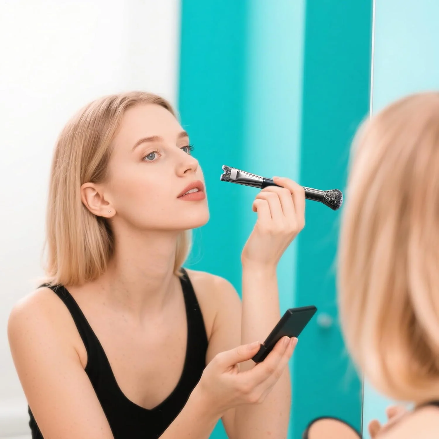 براش های کانتور برای آرایش، براش کانتور بینی مدل U - ابزار آرایشی چند منظوره U شکل برای ترکیب، فرم دهی، مشخص کردن و هایلایت