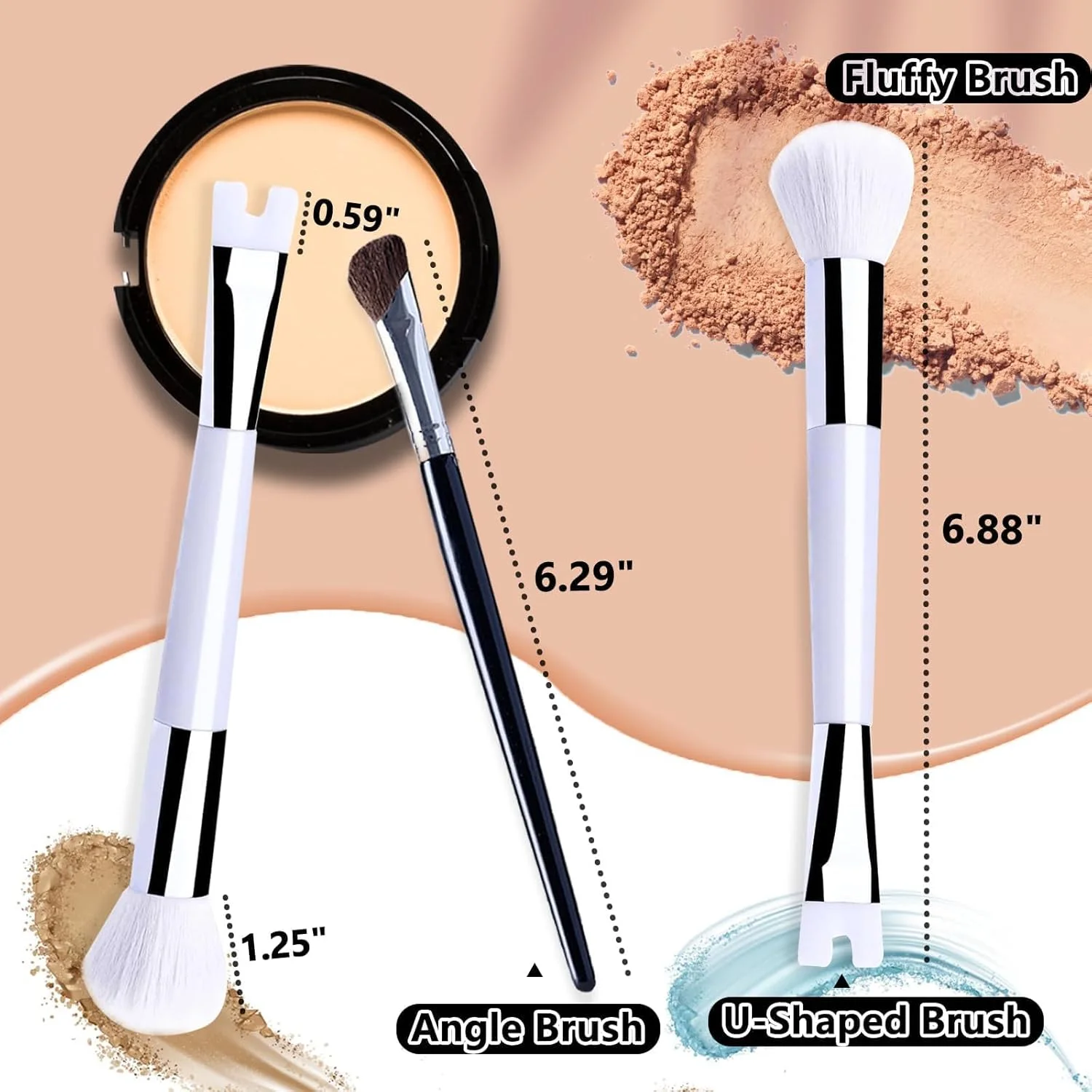 ست براش کانتور بینی Bukela مدل 2 در 1، براش U شکل و براش کرکی برای فرم دهی و مشخص کردن بینی، براش زاویه دار برای سایه بینی، ست براش های بینی برای کانتور آسان بینی، 2 عدد