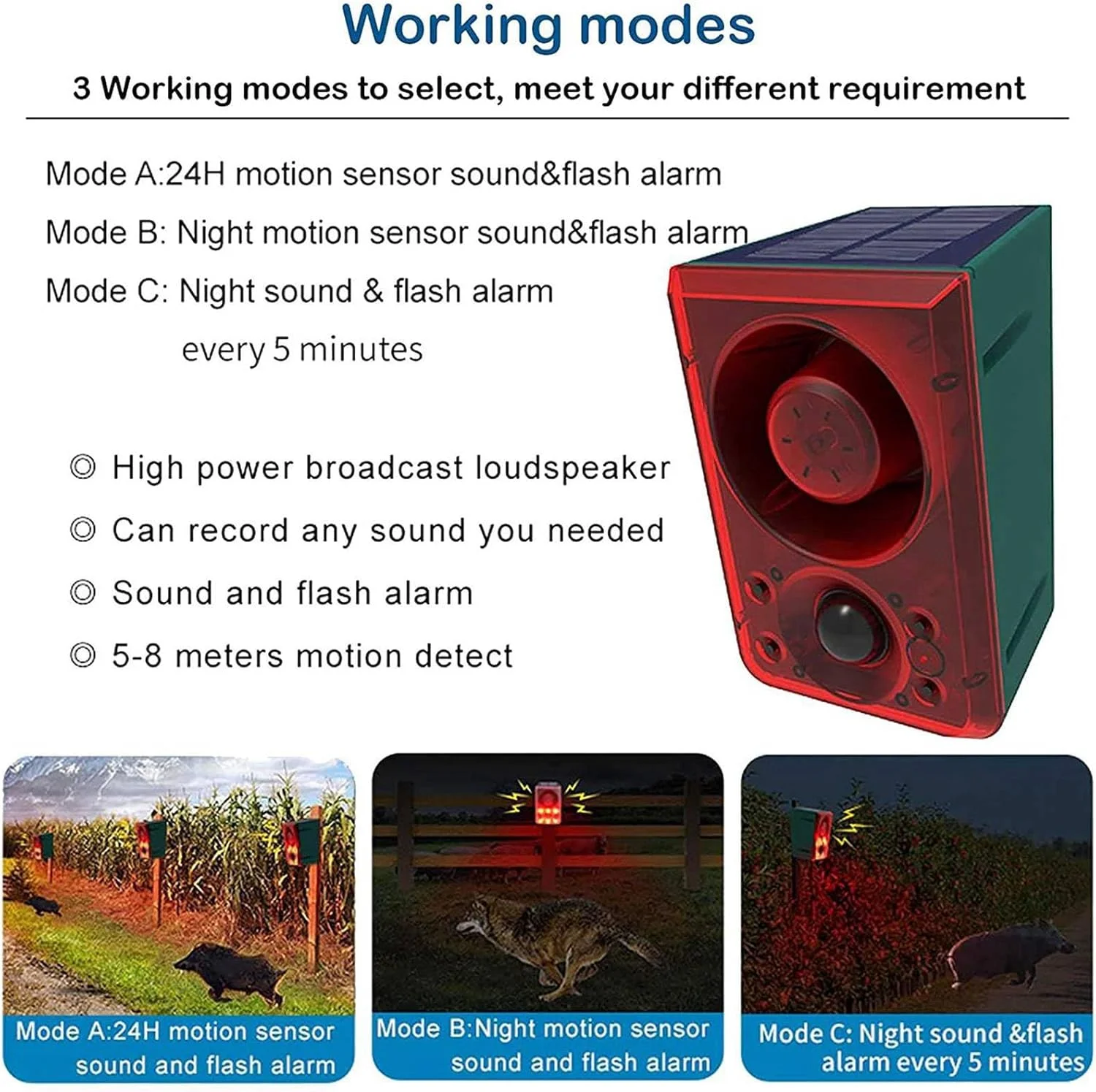 آلارم سنسور حرکتی خورشیدی 4 عددی Baglaum مناسب فضای باز با کنترل از راه دور، آلارم صوتی 130Db، سیستم آلارم امنیتی